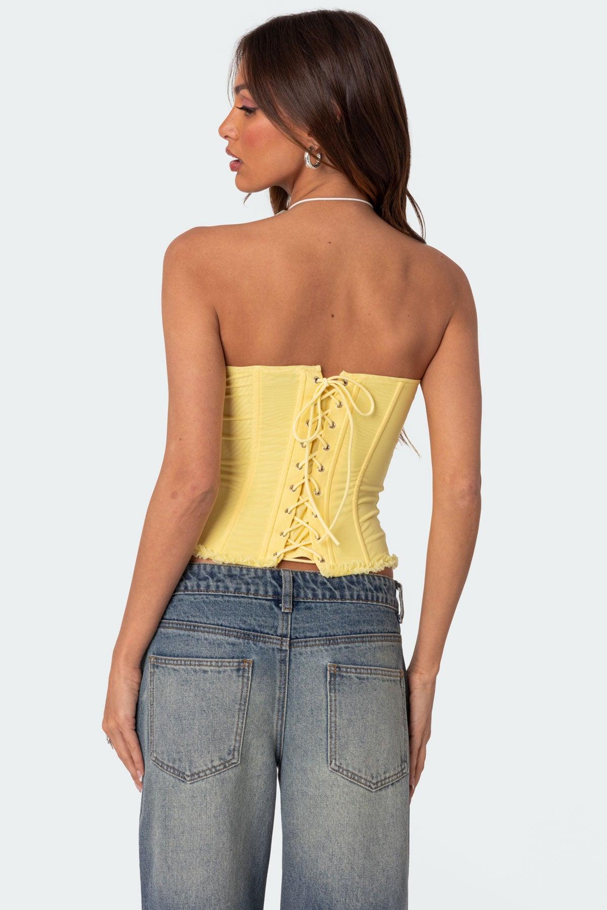 Deirdre Mesh Lace Up Corset Product Image
