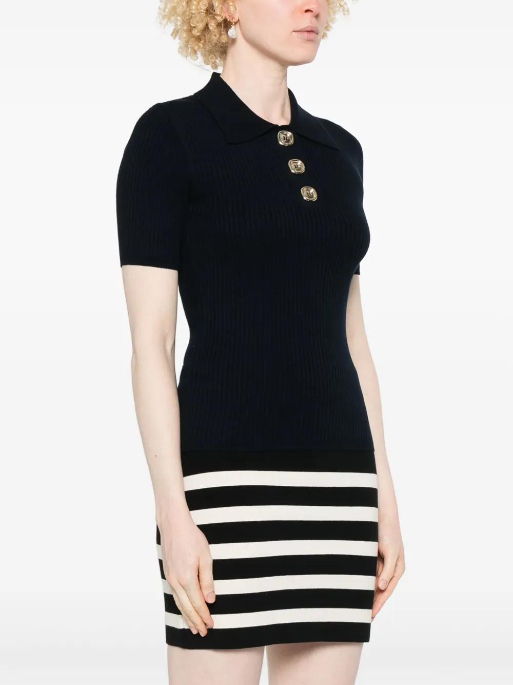 ribbed-knit polo shirt Product Image