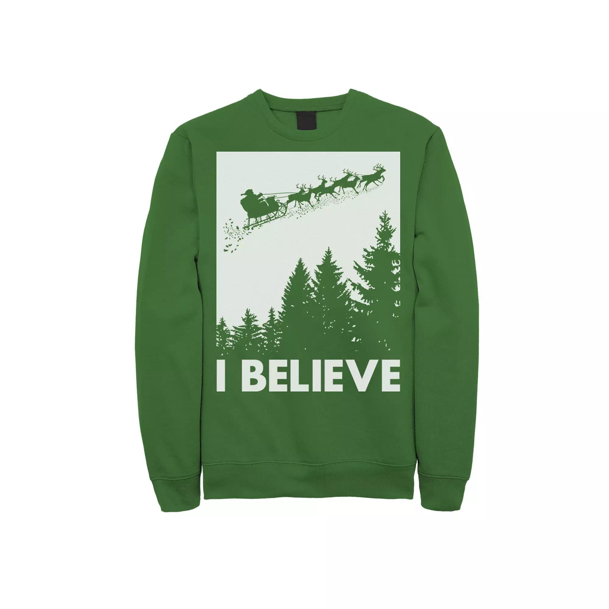Men's Santa Claus I Believe Reindeer Christmas Sweatshirt,  Product Image