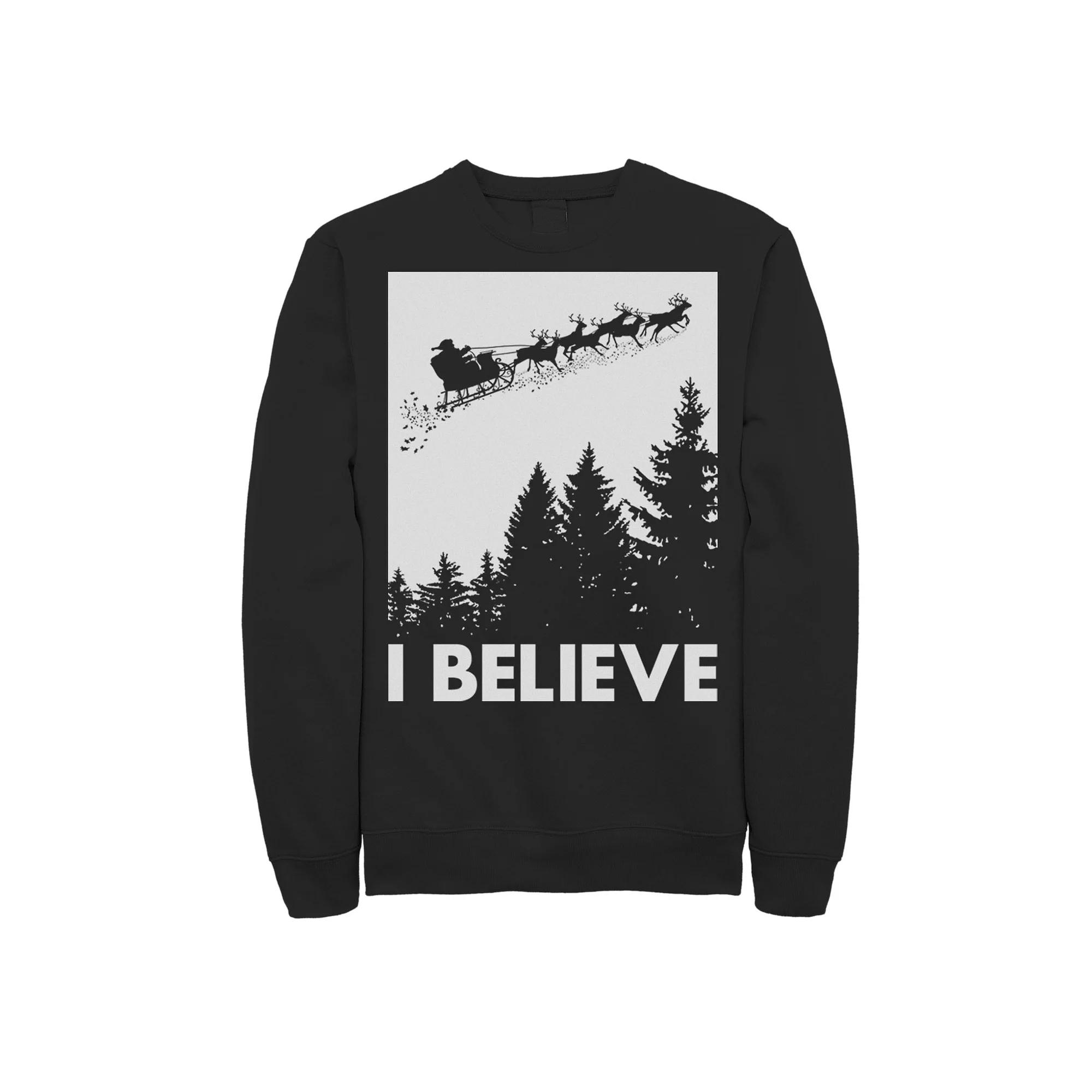 Men's Santa Claus I Believe Reindeer Christmas Sweatshirt,  Product Image