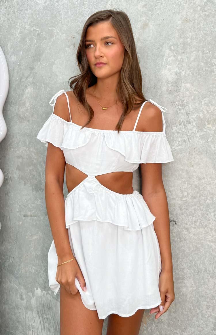 Alyssa White Ruffle Mini Dress Product Image
