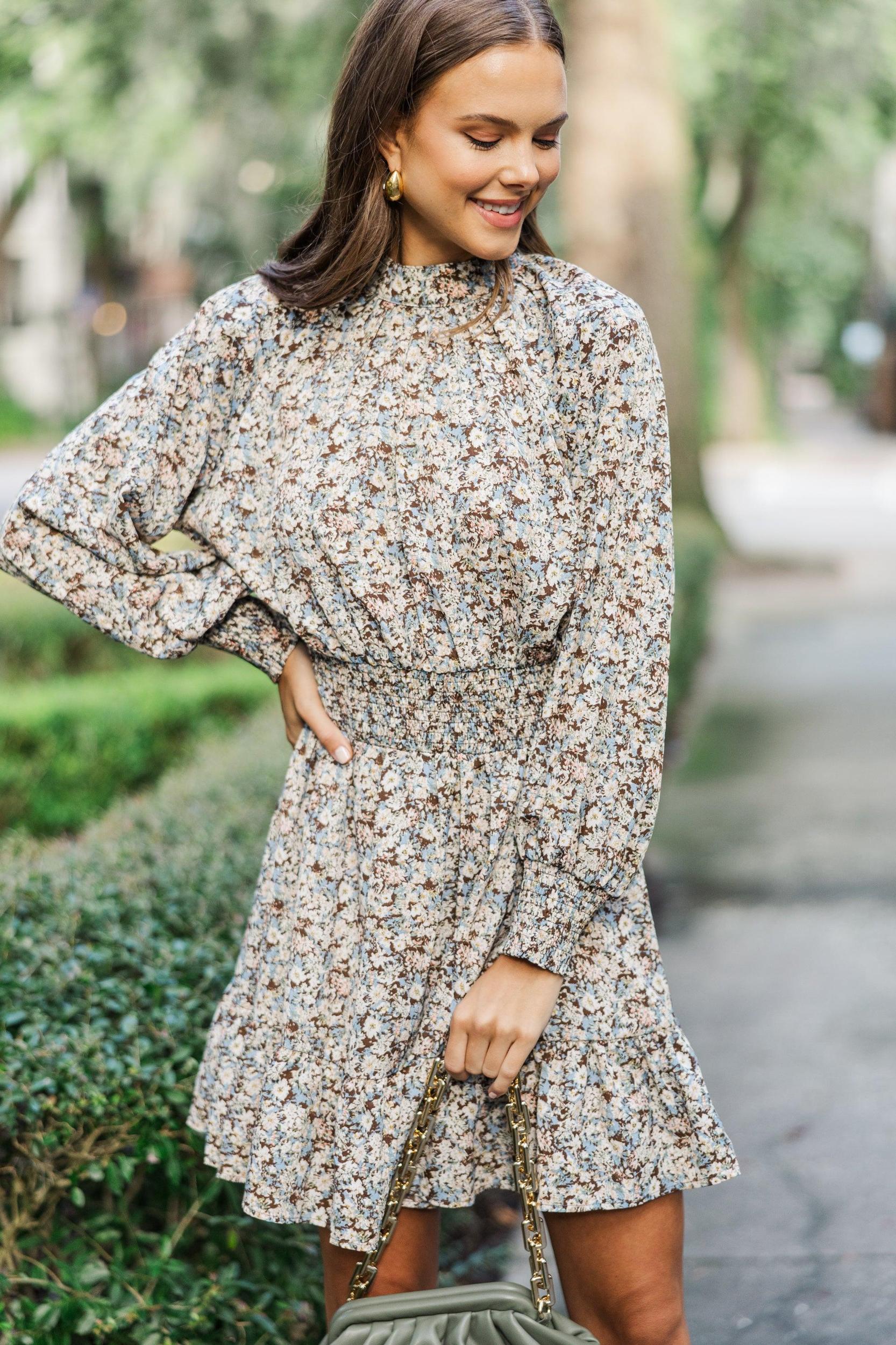 All I Ask Blue Floral Smocked Dress Female Product Image