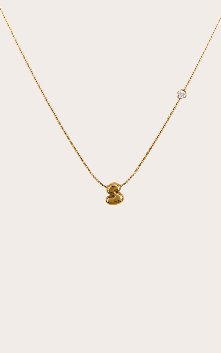 Gold Water Resistant Bubble Initial S Necklace Product Image