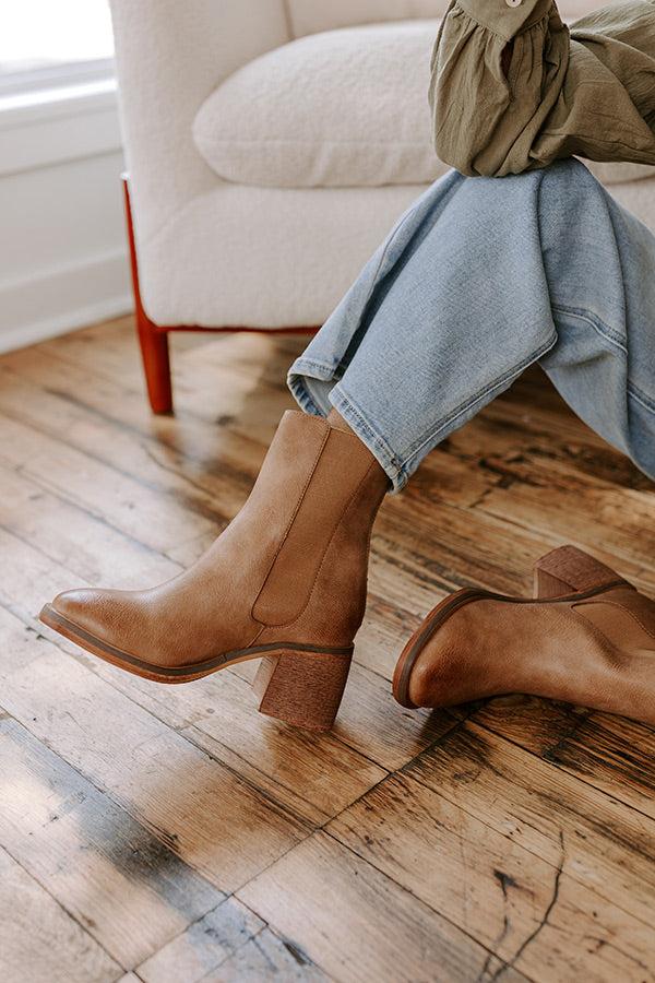 The Skylar Faux Leather Vintage Boot in Tan Product Image