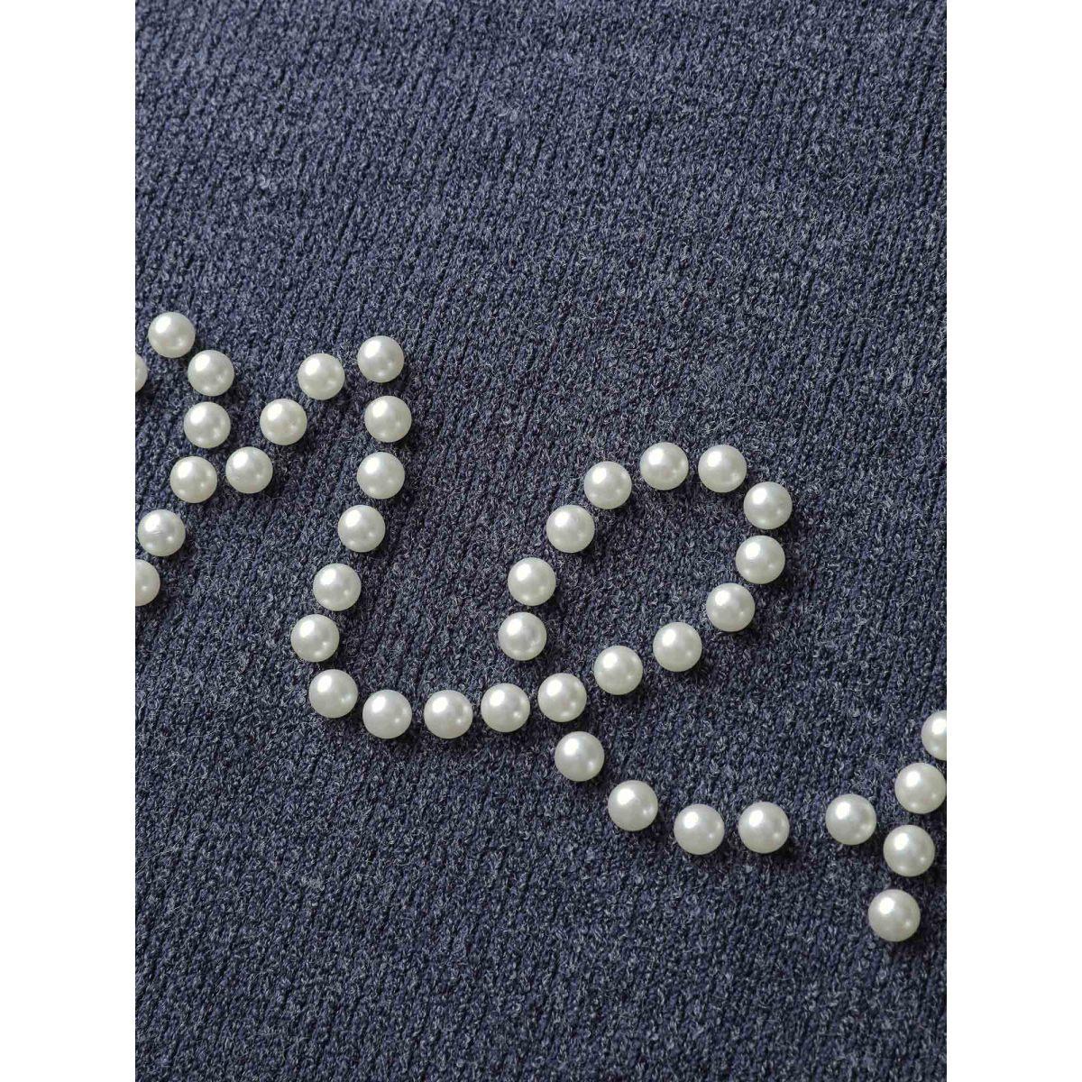Plus Size Merry Bead Textured Sweatshirt Women Indigo Playful Texture Round Neck Casual Sweatshirts BloomChic 28/5X Product Image