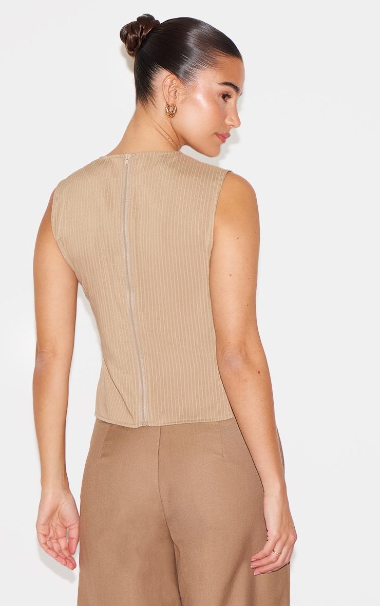 Cream Pinstripe Fitted Top Product Image