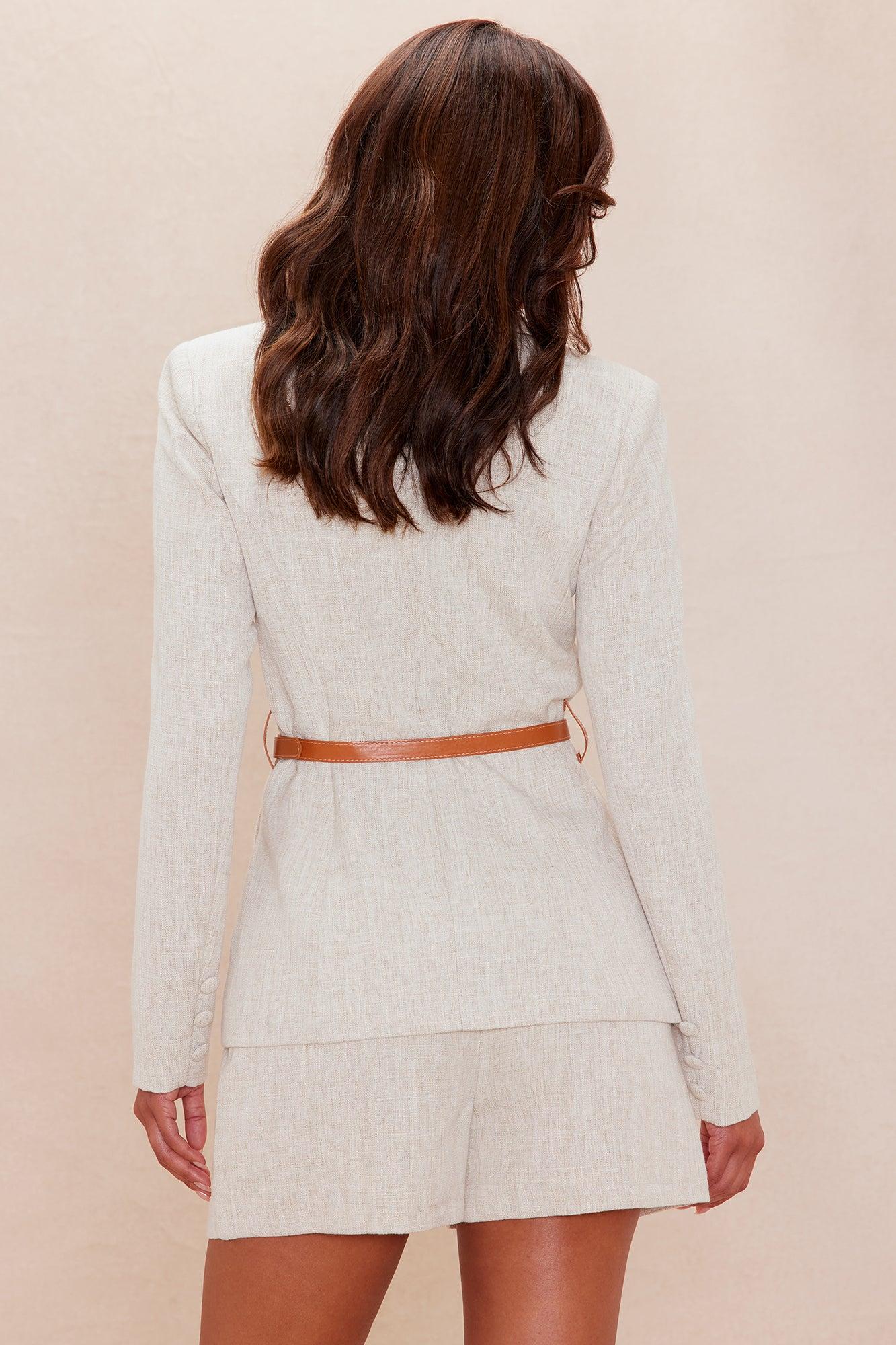 Lani Linen Blazer Short Set - Natural/Combo Female Product Image