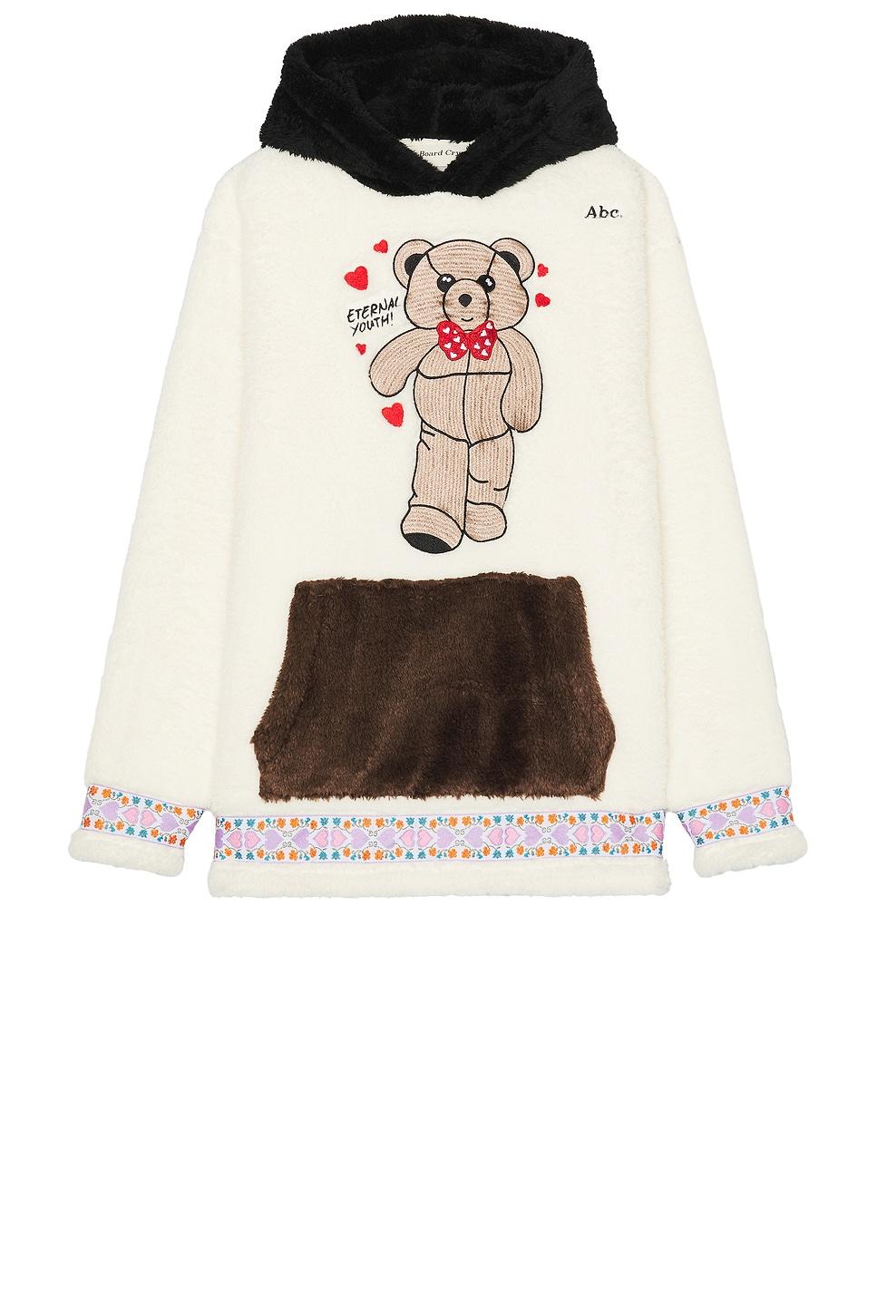 Bear Patch Boa Fleece Pullover Hoodie Product Image