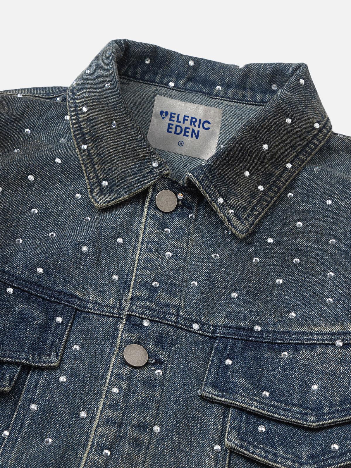 Aelfric Eden Dirt Color Rhinestone Denim Jacket Product Image