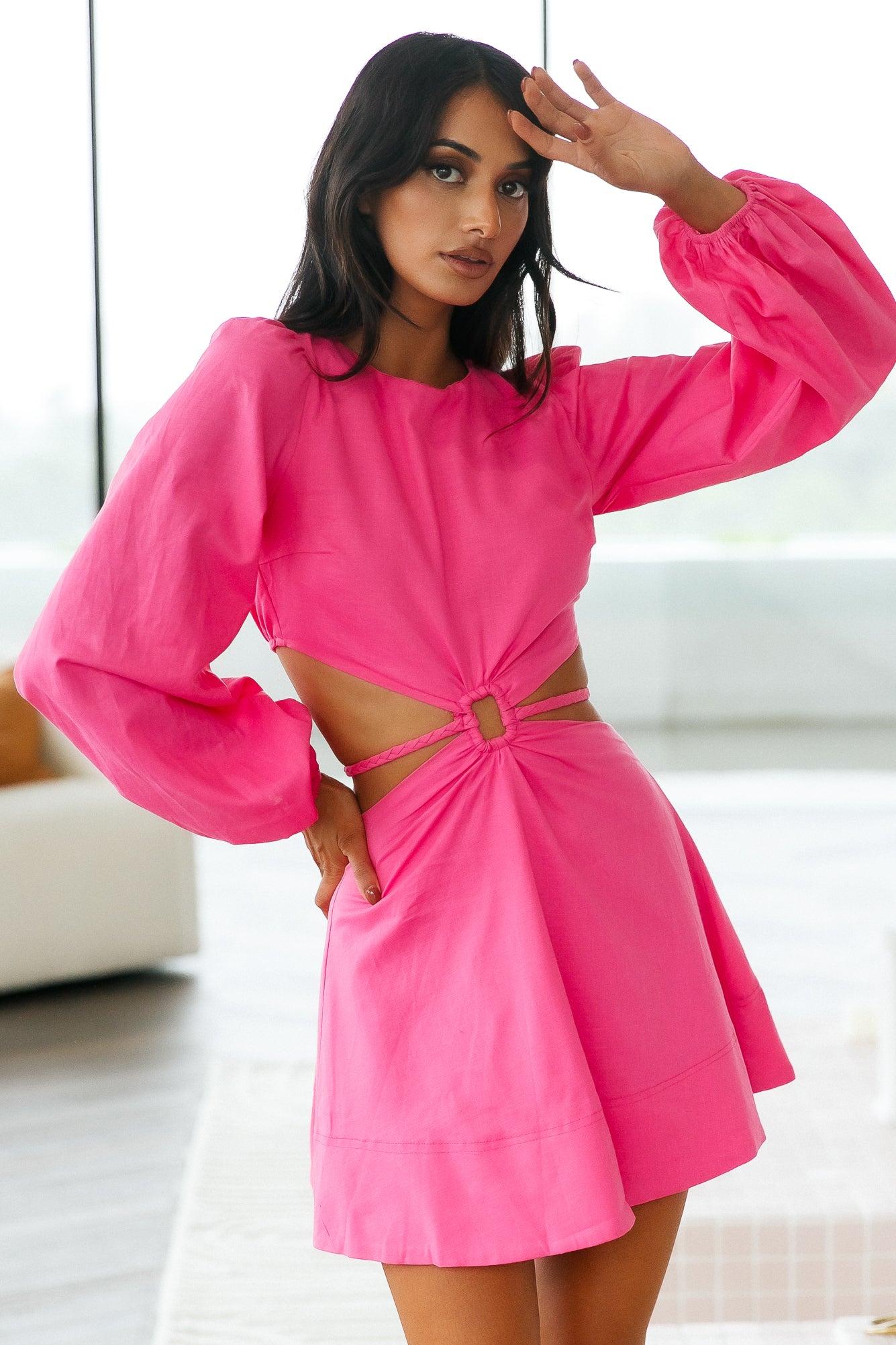 Hottest Tea Dress Hot Pink Product Image