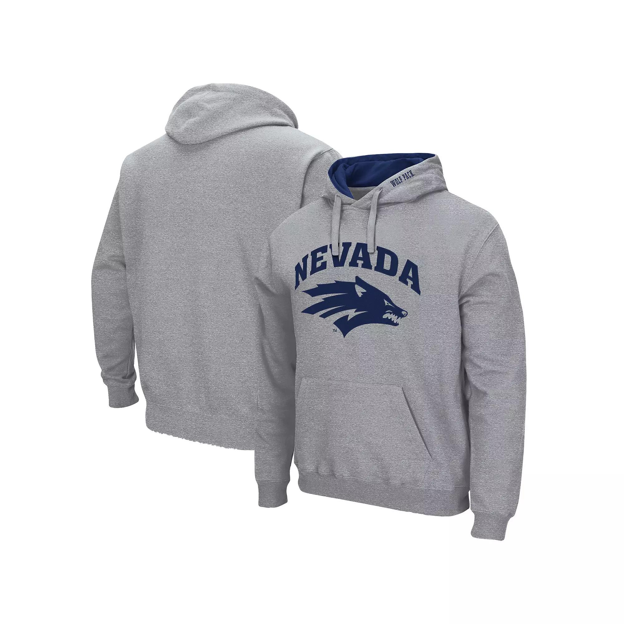 Men's Colosseum Heathered Gray Nevada Wolf Pack Arch and Logo Pullover Hoodie, Size: Large, Nev Grey Product Image