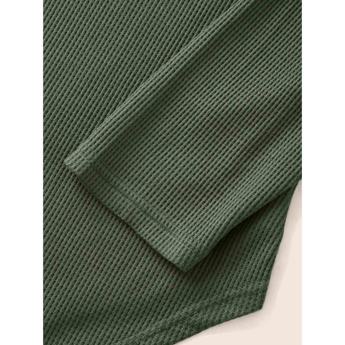 Plus Size Waffle Knit Pocket Hooded Drawstring Arc Hem T-shirt Purple Women Casual Texture Plain Hooded Everyday T-shirts BloomChic 22-24/3X Product Image