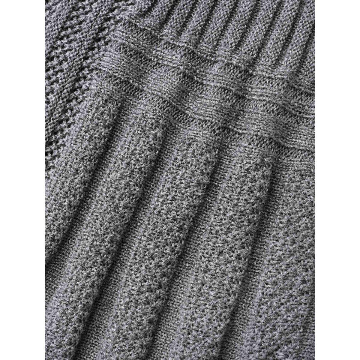 Plus Size Plain Textured Kimono Collar Cardigan Mediumgray Women Timeless Loose Long Sleeve Elegant Cardigans BloomChic 18-20/2X Product Image