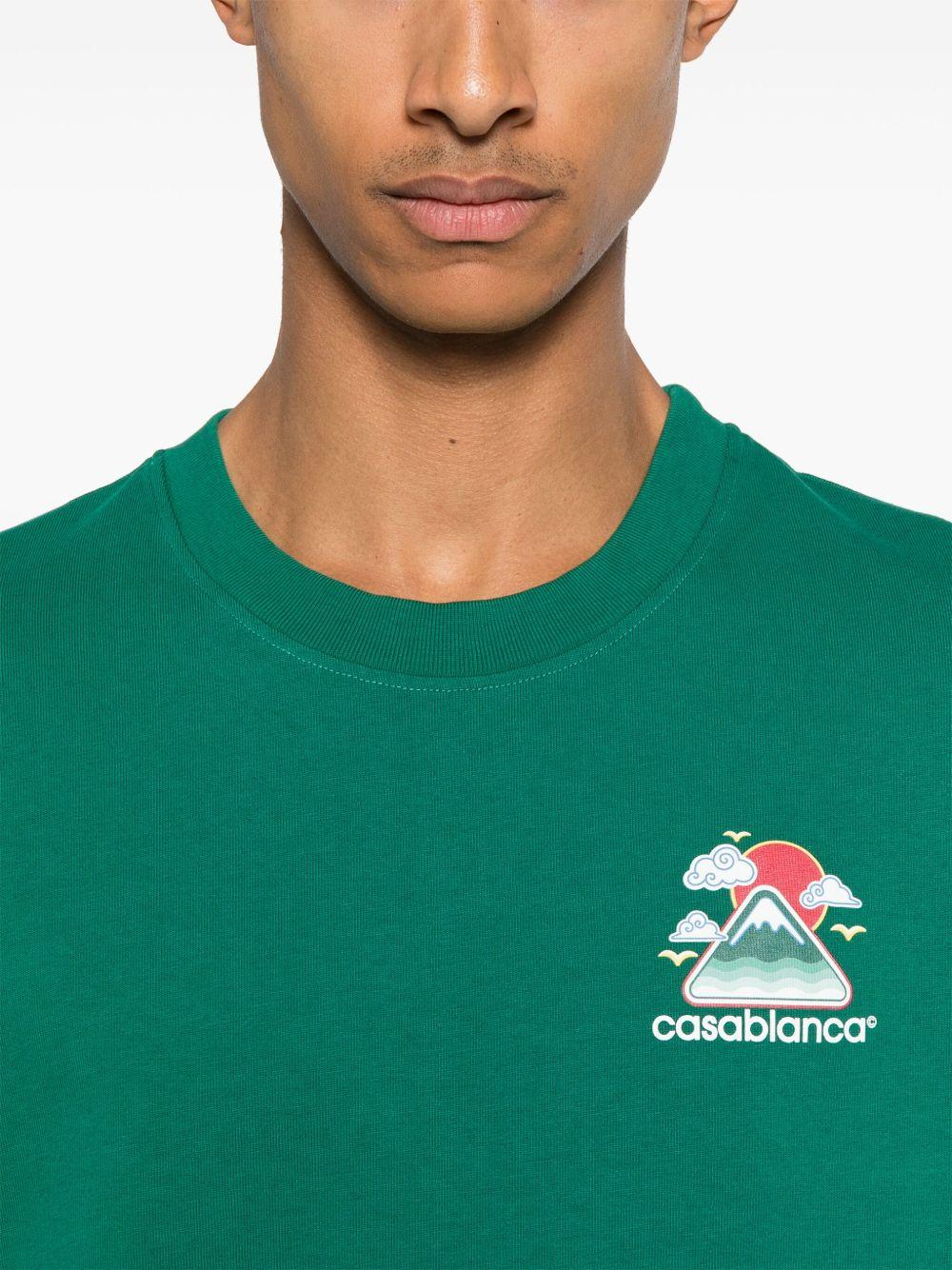 CASABLANCA Mens Montagne Ondulee Brand-print Cotton-jersey T-shirt In Green Product Image