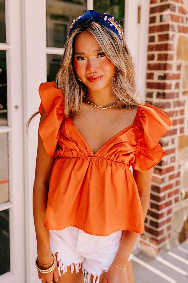 Stay Here Awhile Peplum Top In Rust Product Image