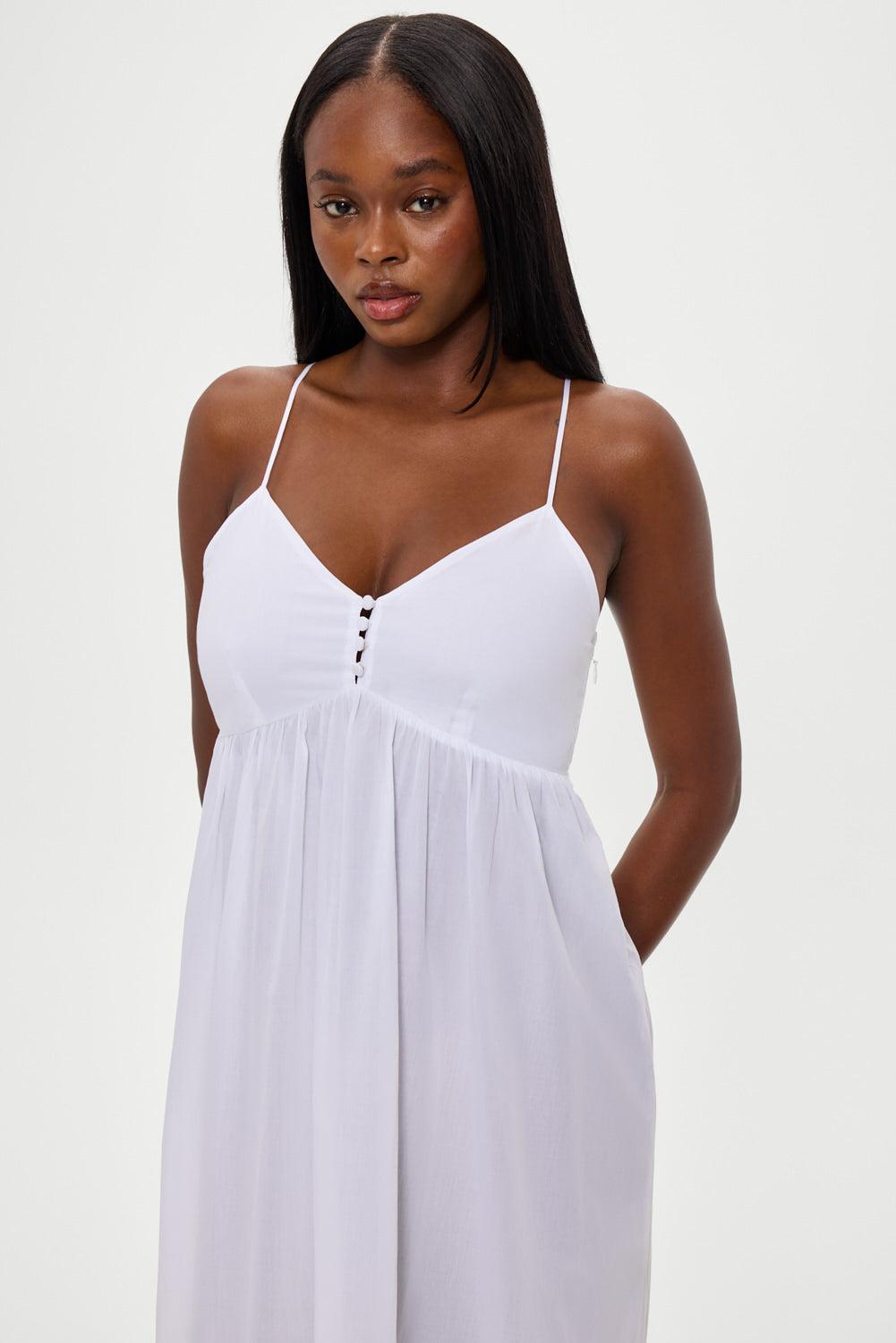 Airy Poplin Midi Dress  - White Product Image