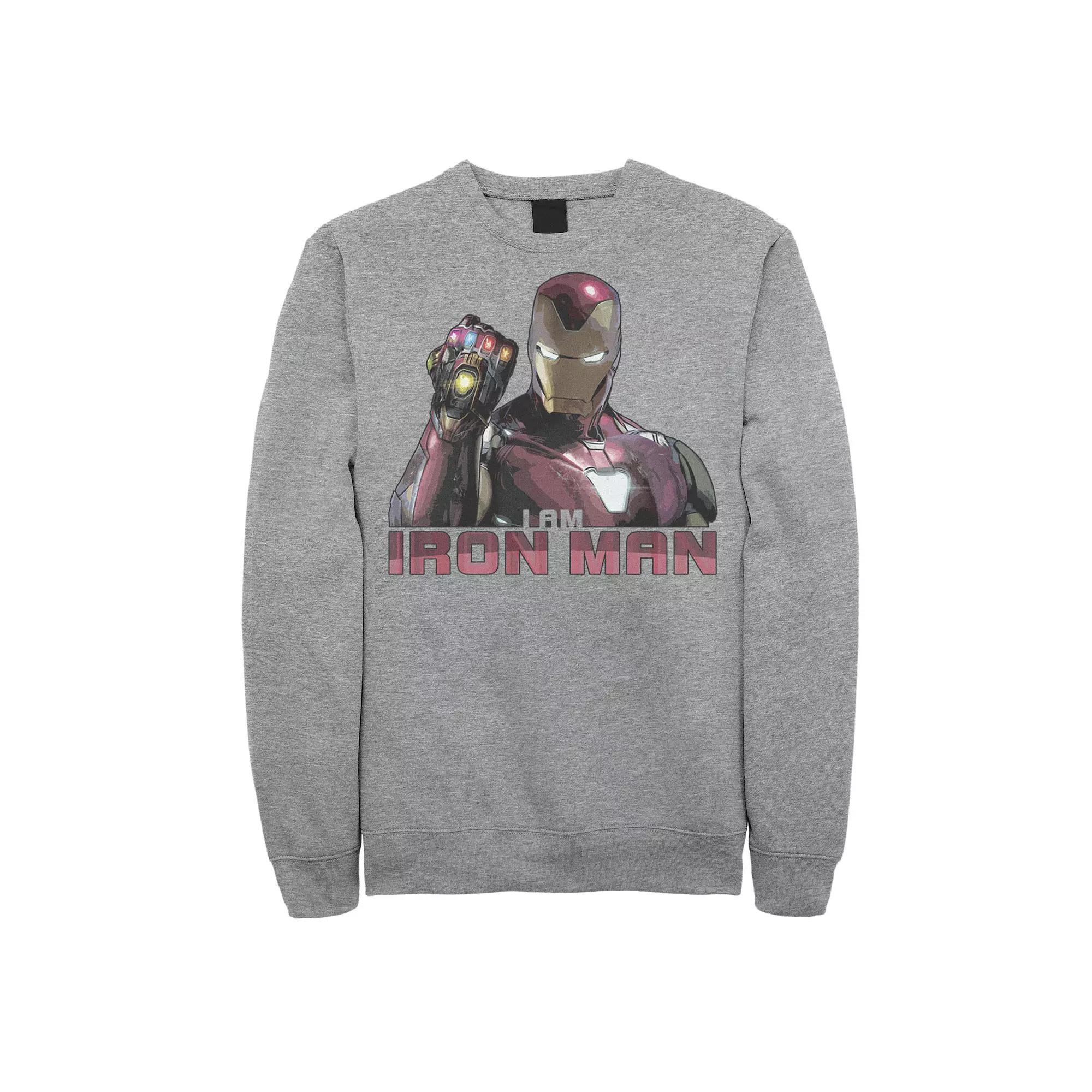 Men's Marvel Avengers Endgame I Am Iron Man Movie Quote Portrait Sweatshirt,  Product Image