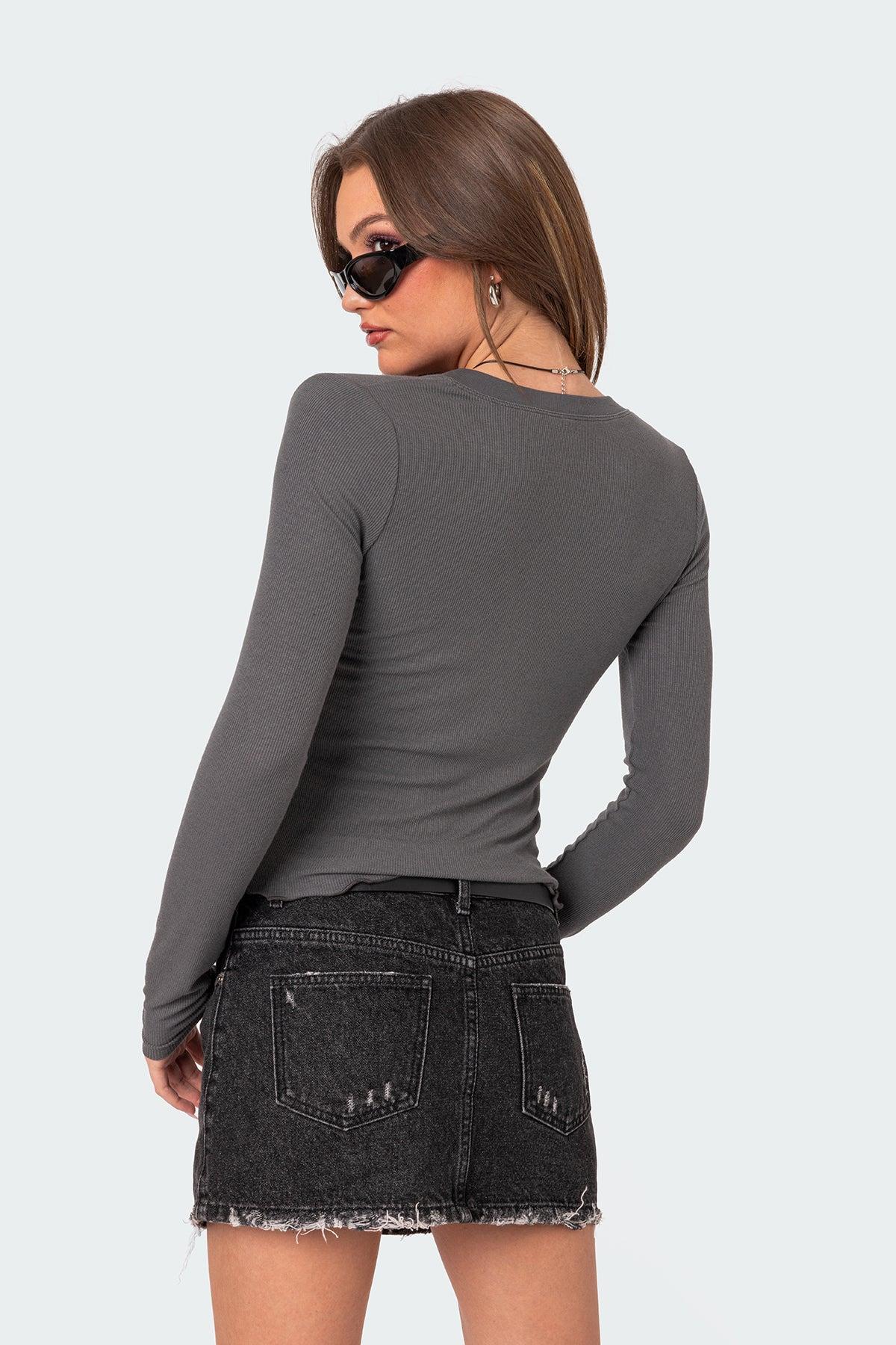 Emerson Button V Neck Top Product Image