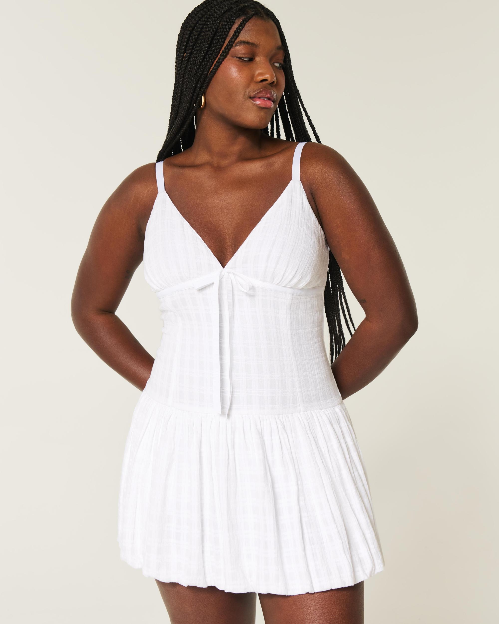 V-Neck Bubble Mini Dress Product Image