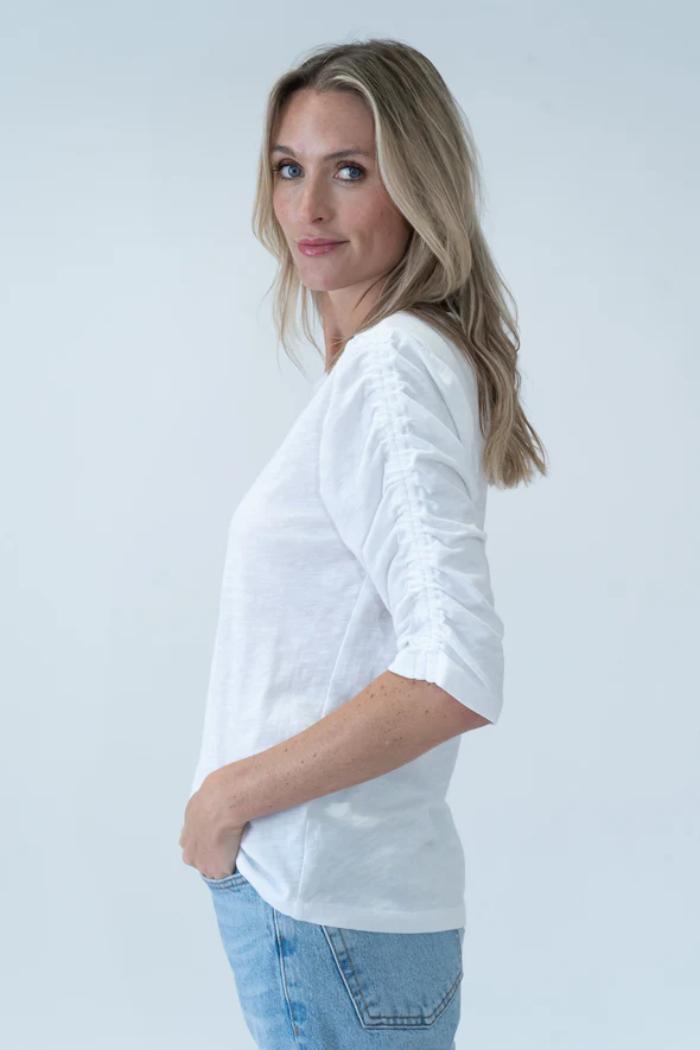 Maria Ruched Sleeve Tee Product Image