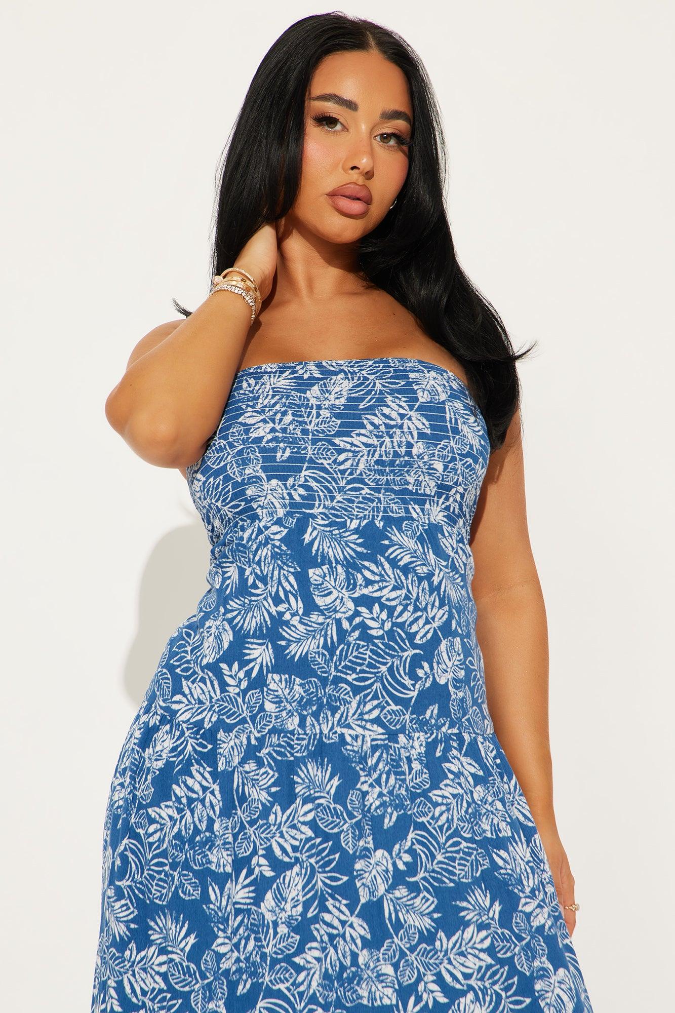 Vacation Gauze Maxi Dress - Blue/combo Product Image