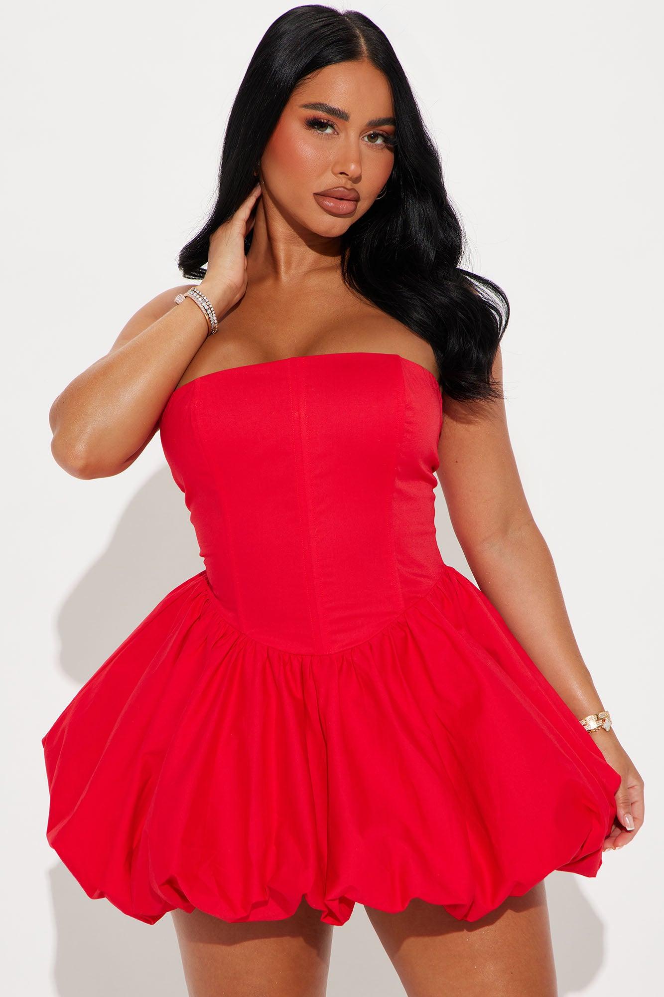 A Night in Paris Bubble Mini Dress - Red Product Image