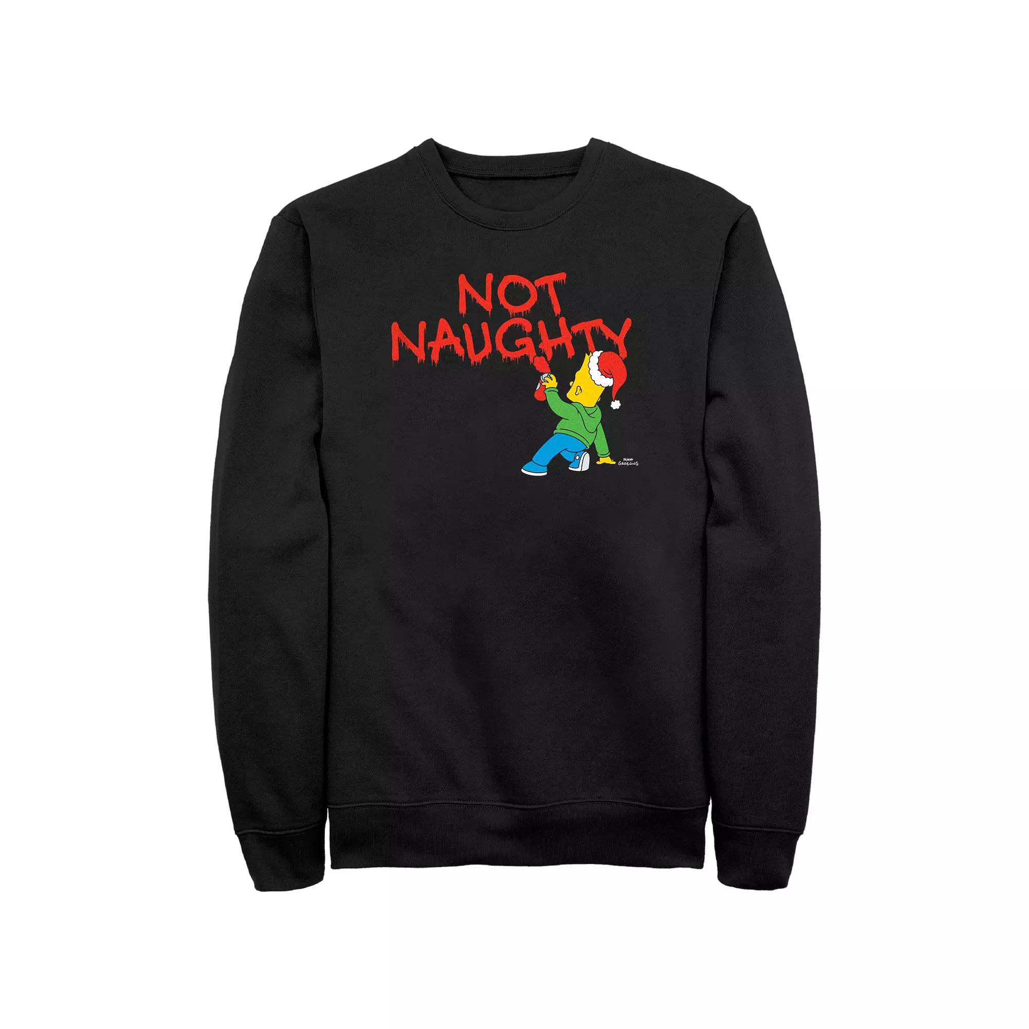 Men's The Simpsons Bart Not Naughty Graffiti Graphic Fleece, Size: XL, Black Product Image