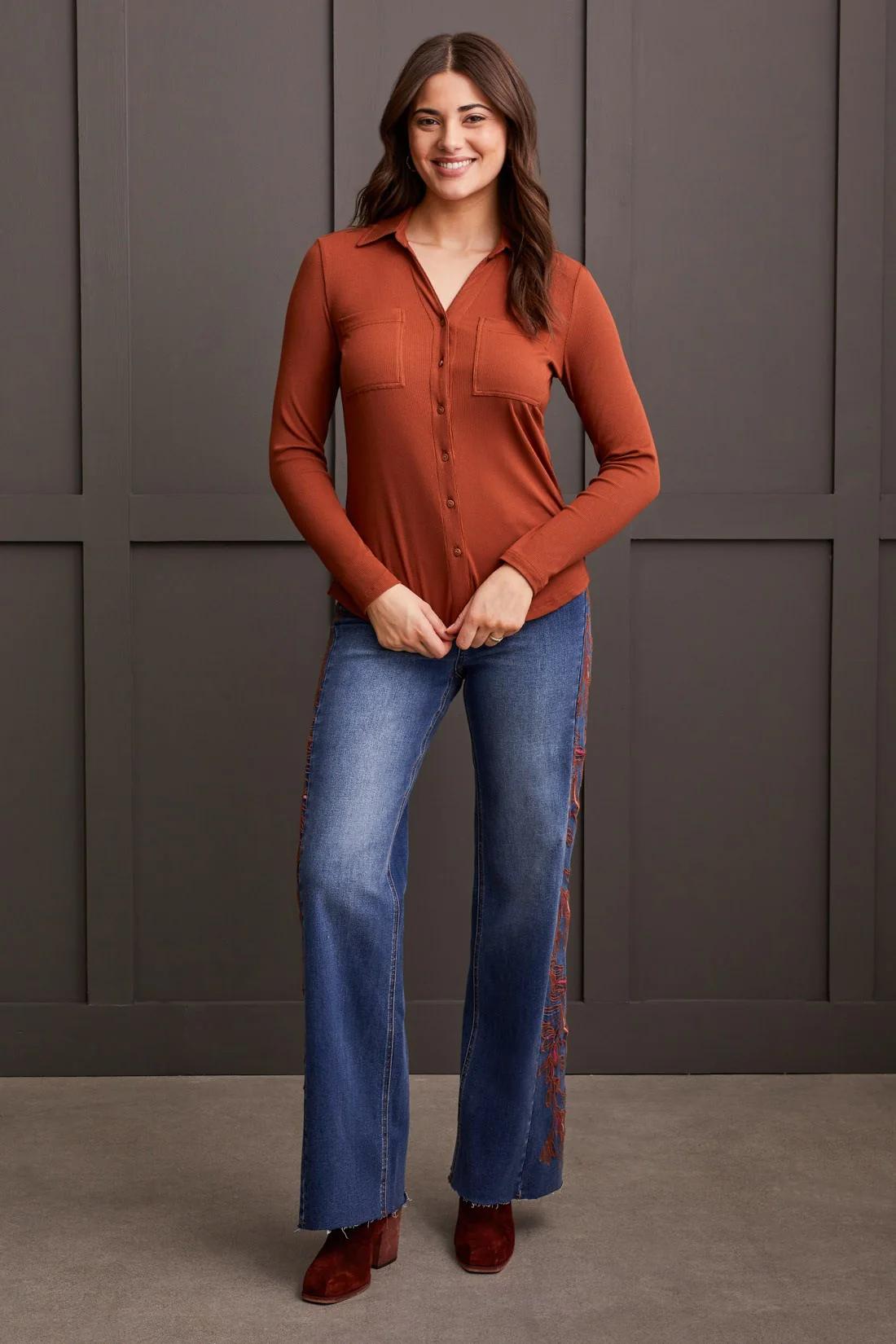 SOFT TOUCH MINI RIB BUTTON-UP SHIRT Product Image