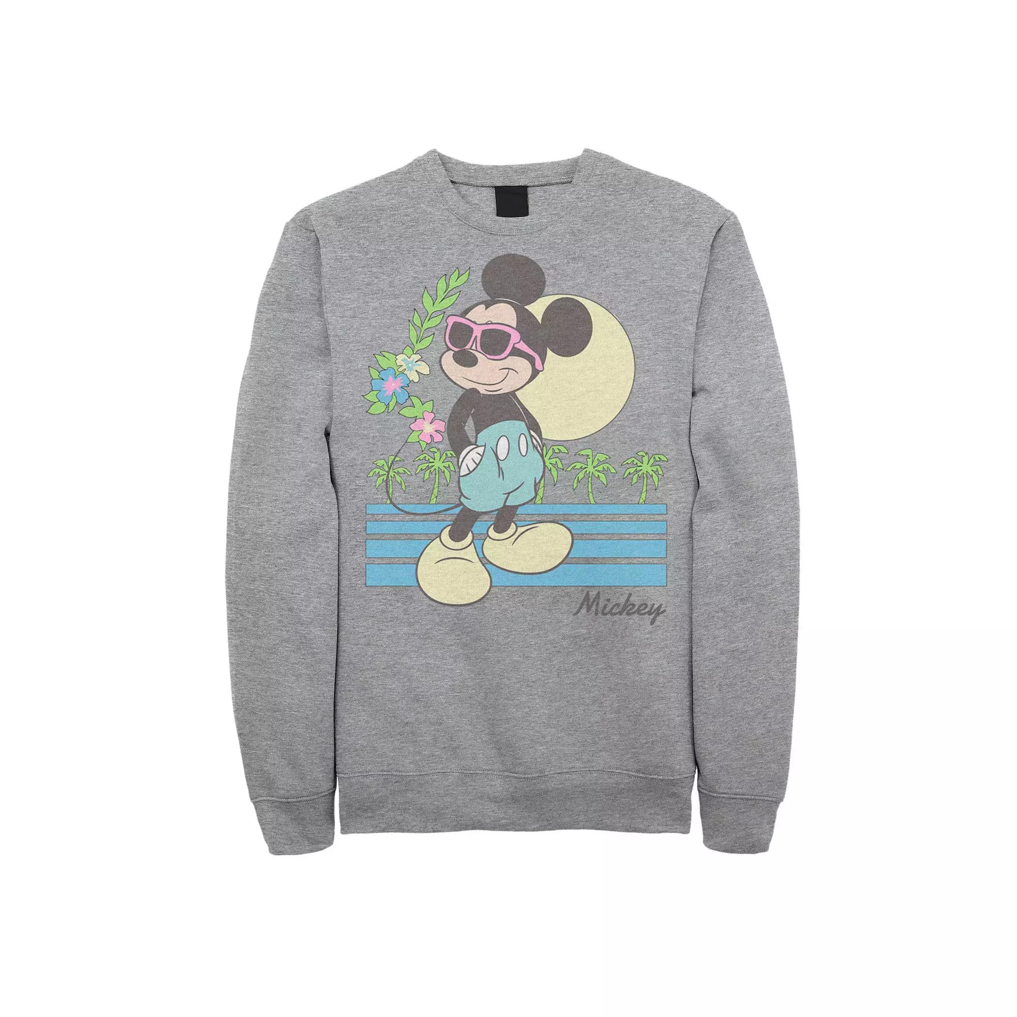 Disney's Mickey & Friends Big & Tall Mickey Retro Beach Fleece Sweatshirt, Men's, Size: 4XL, Athletic Grey Product Image