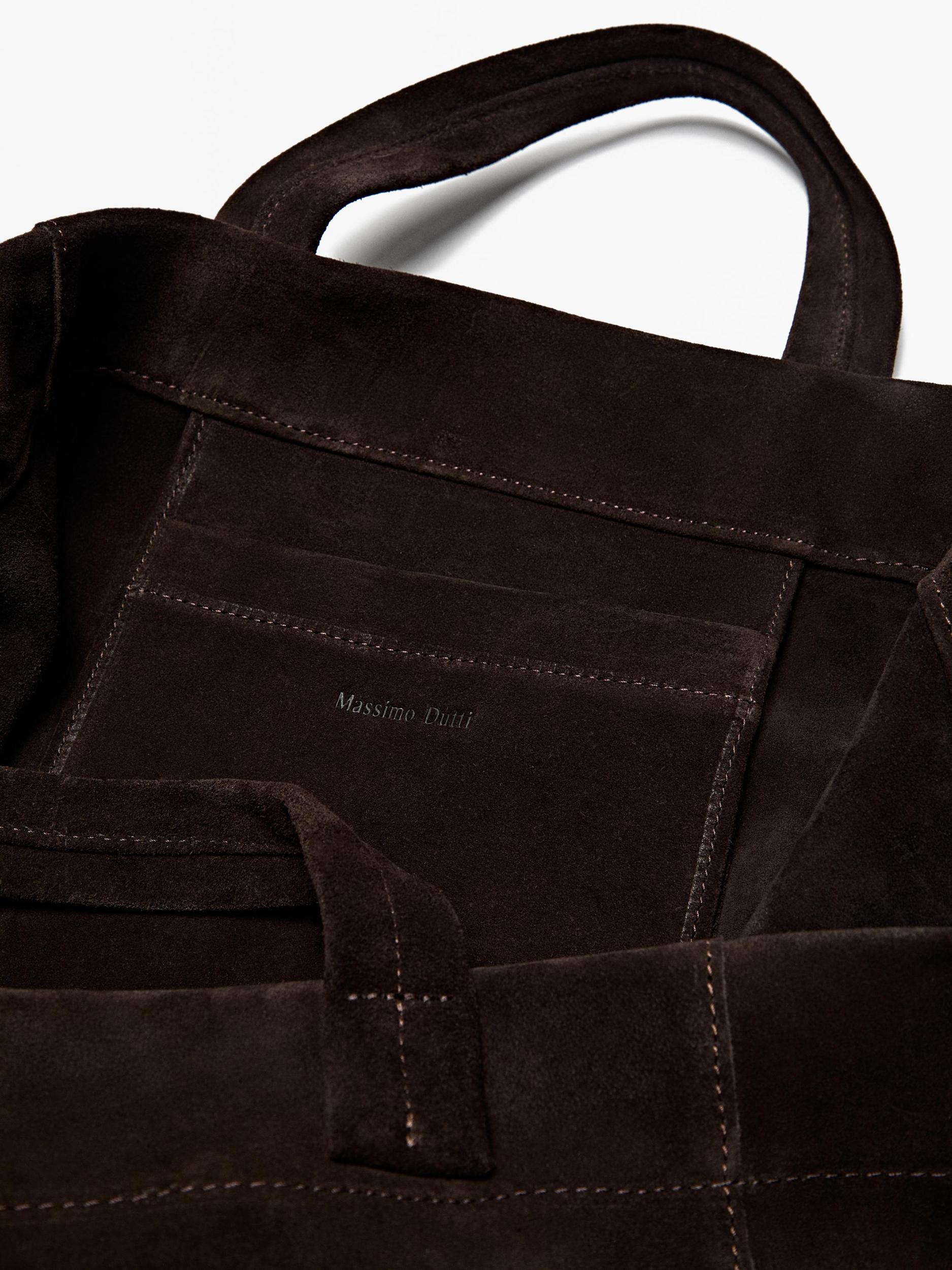 Split suede leather shopper bag Product Image