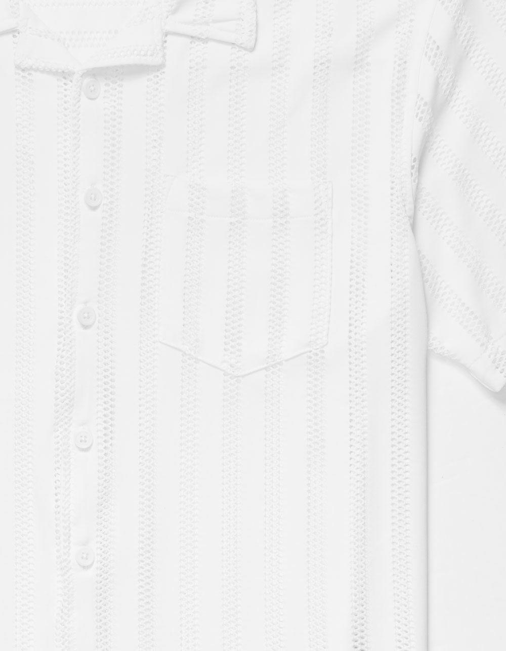 RSQ Mens Open Stripe Button Up Shirt - WHITE Product Image