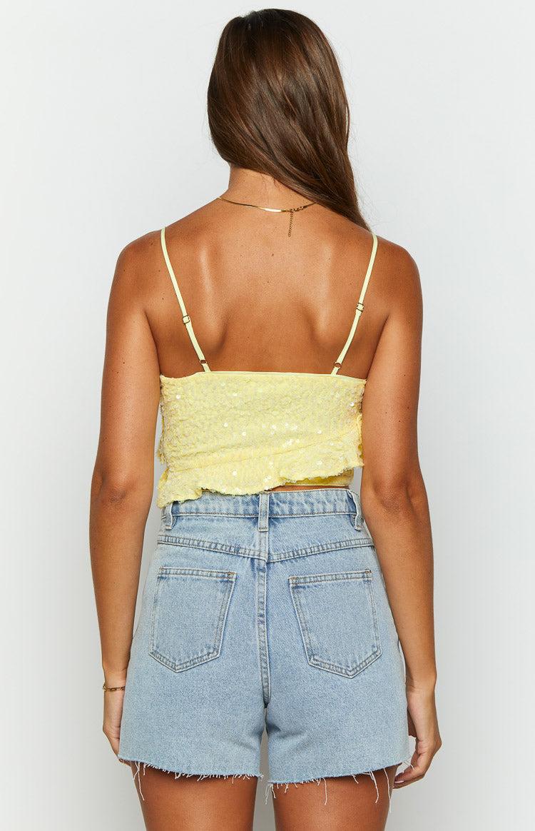 Dolly Yellow Sequin Crop Top Product Image