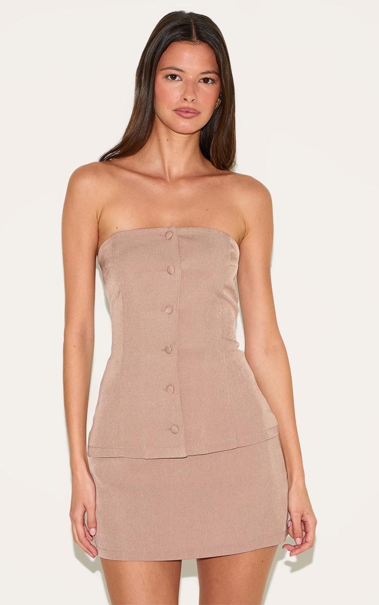 Mushroom Bandeau Vest Detail Bodycon Dress Product Image