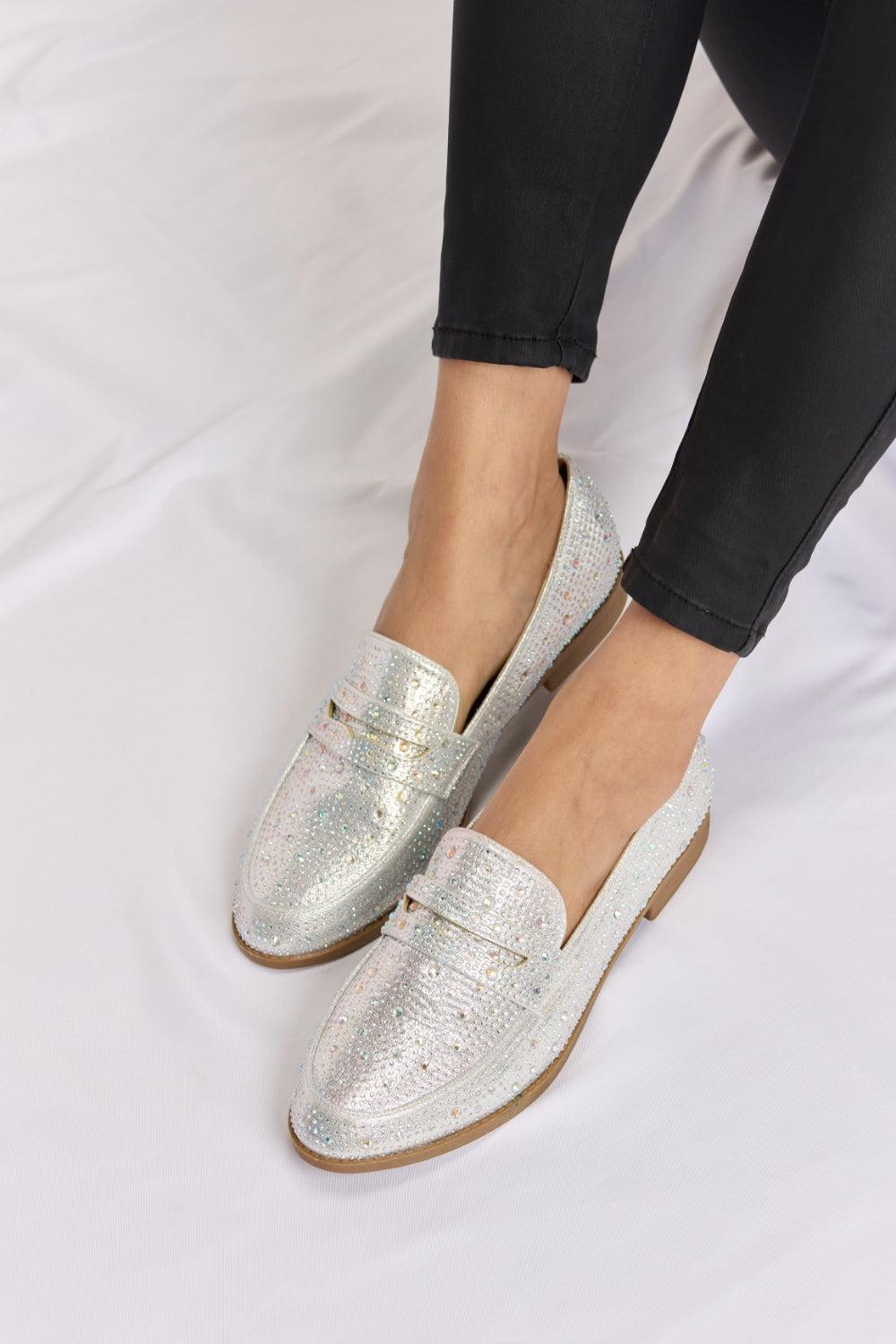 Forever Link Rhinestone Point Toe Loafers Product Image