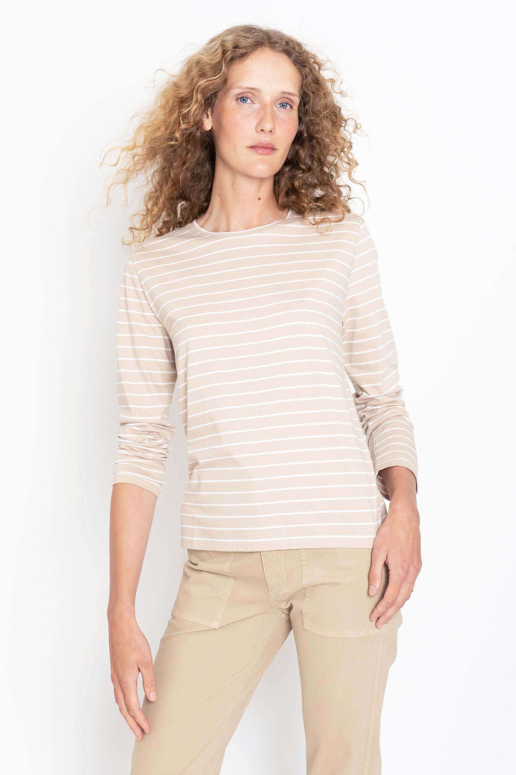 The Modern Long - Sand/White Pinstripe Female Product Image
