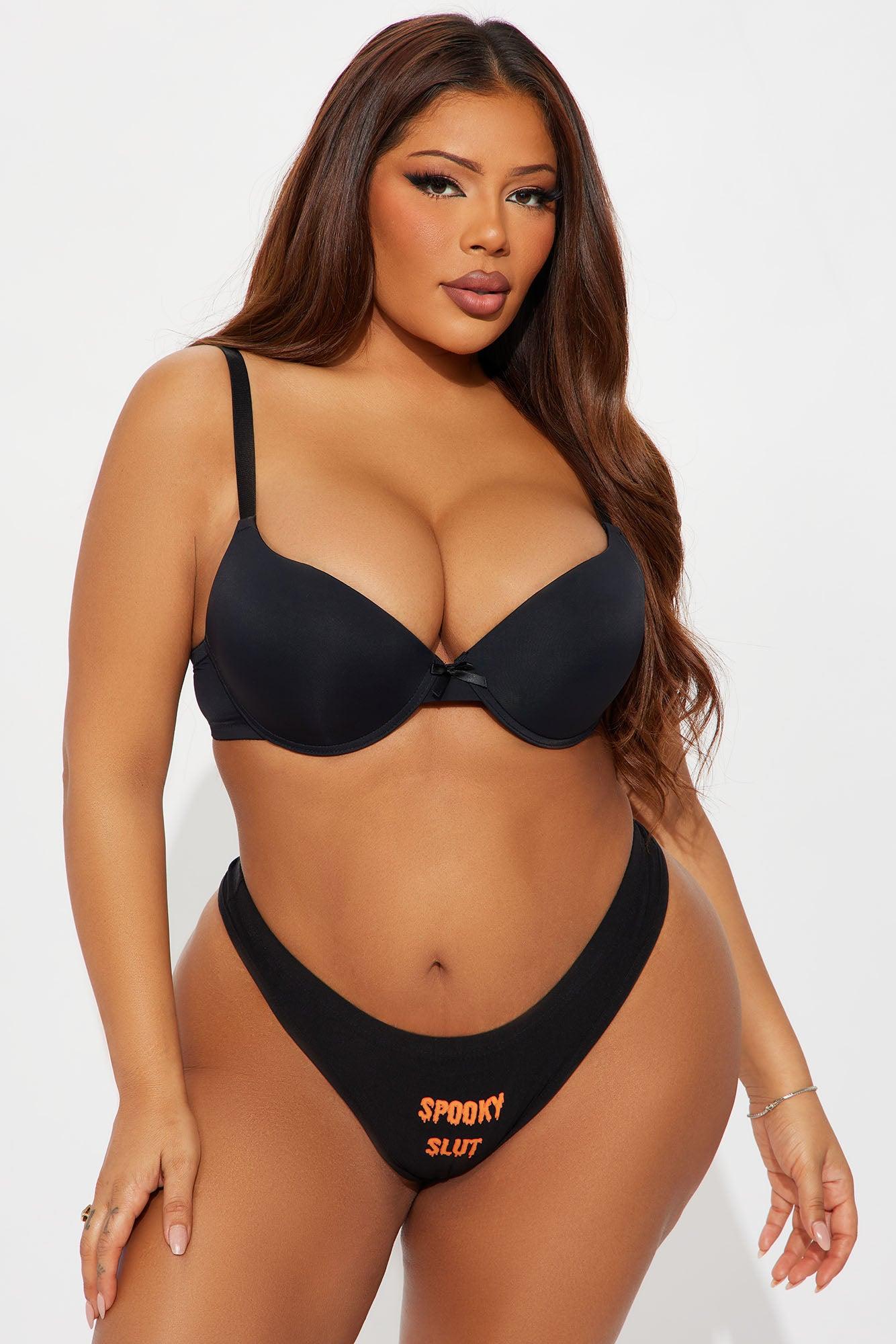 Spooky Slut Halloween Thong Panty - Black/Orange Female Product Image