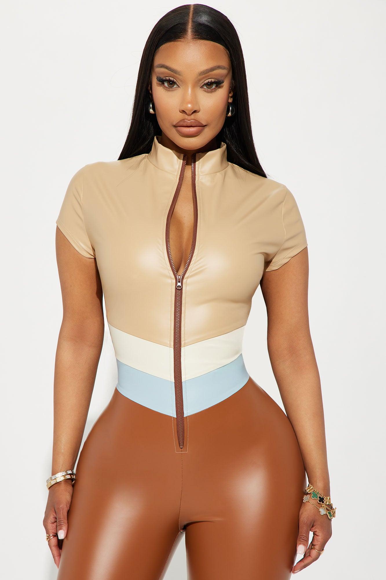 All About My 70's Faux Leather Jumpsuit - Brown/combo Product Image