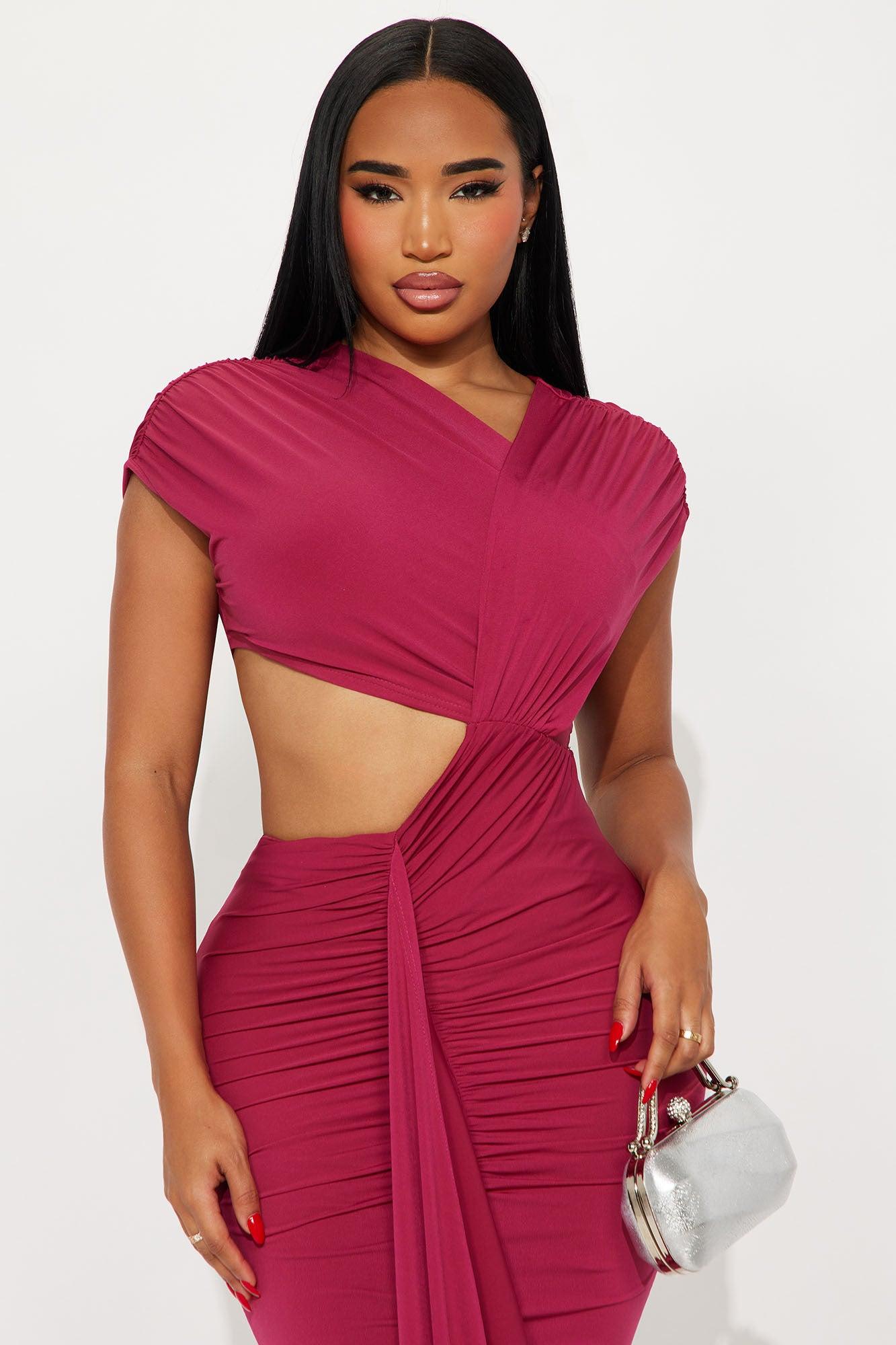 Aria Cut Out Maxi Dress - Magenta Female Product Image