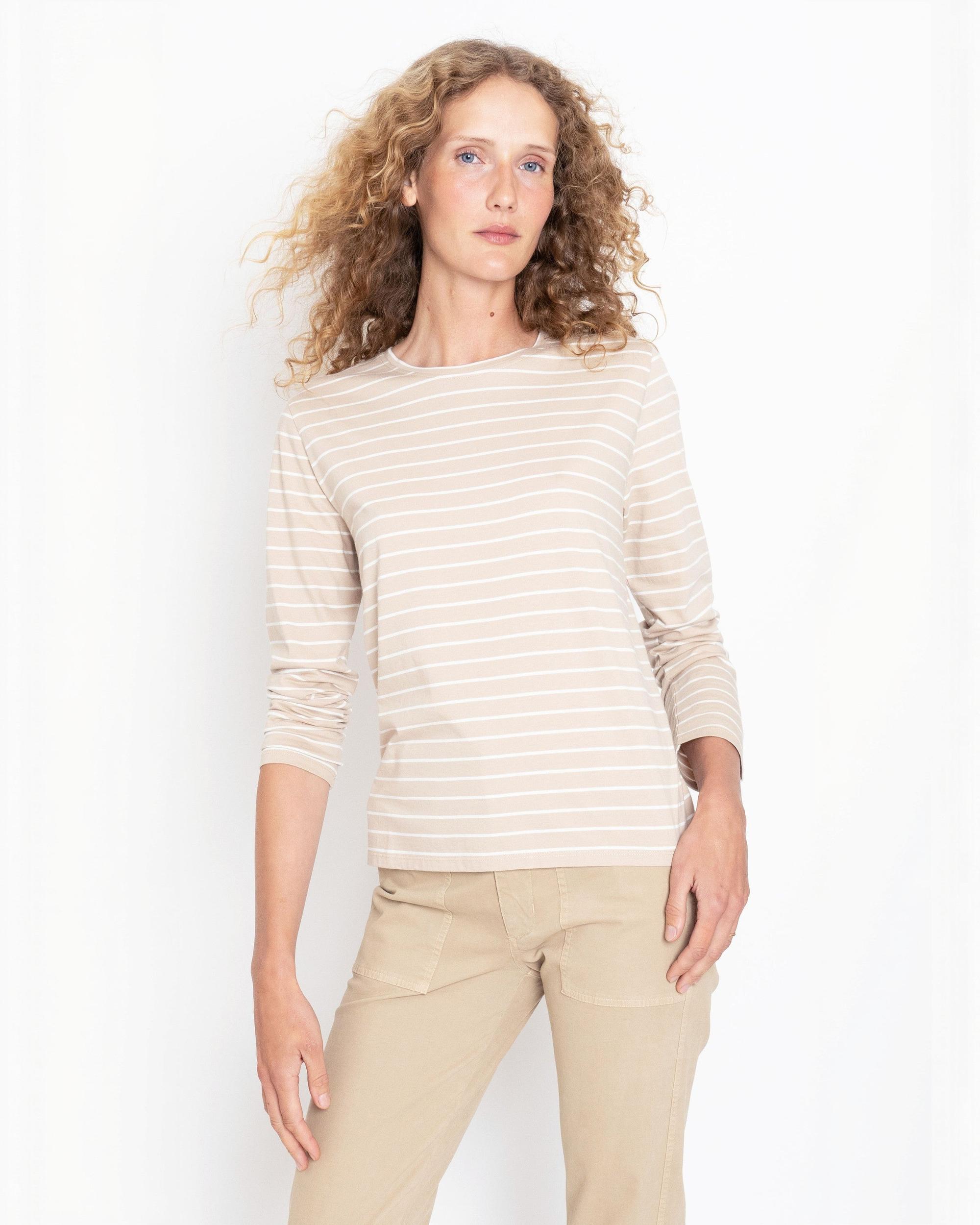 The Modern Long - Sand/White Pinstripe Female Product Image
