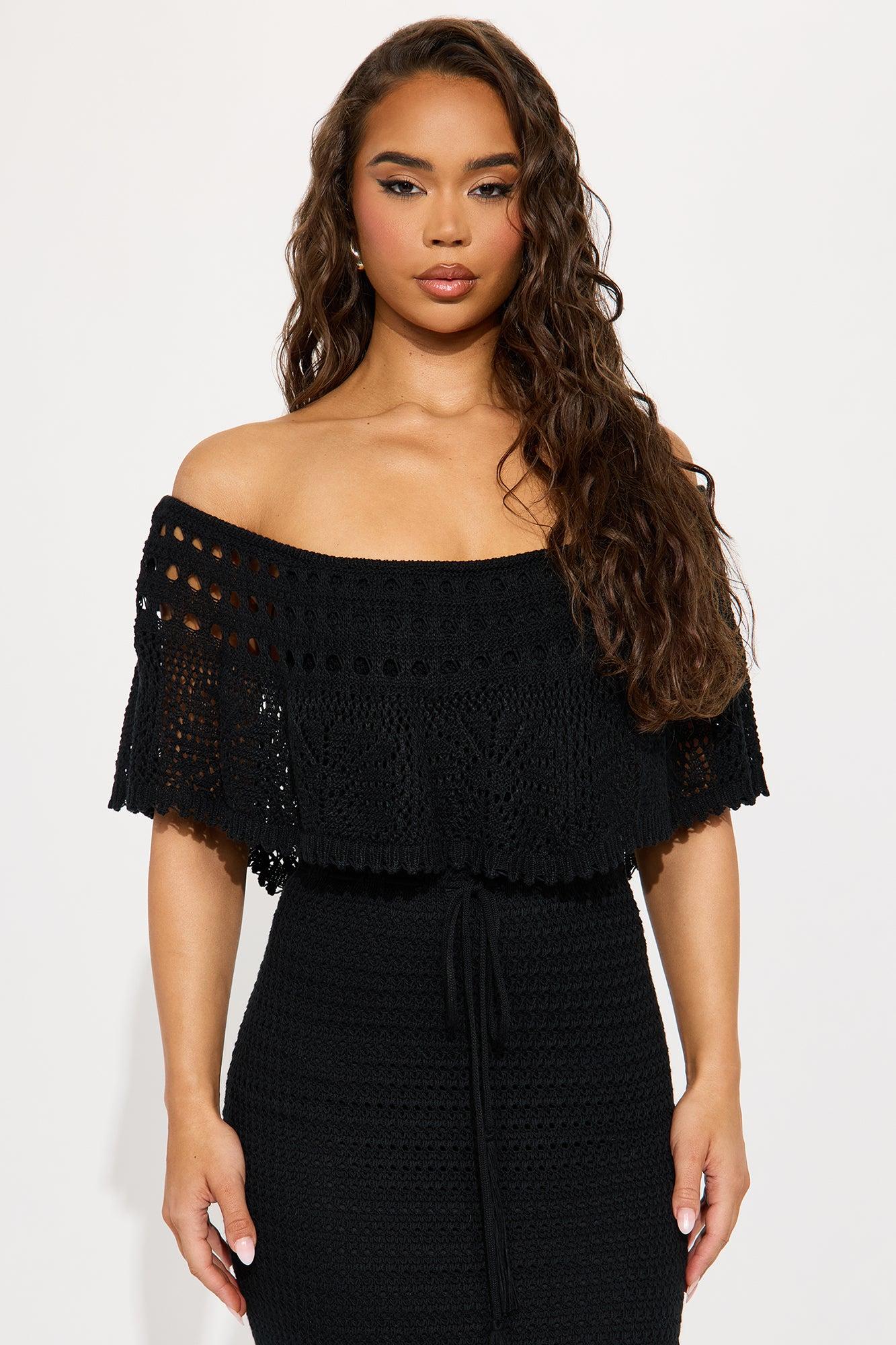 Jossie Crochet Maxi Dress - Black Product Image