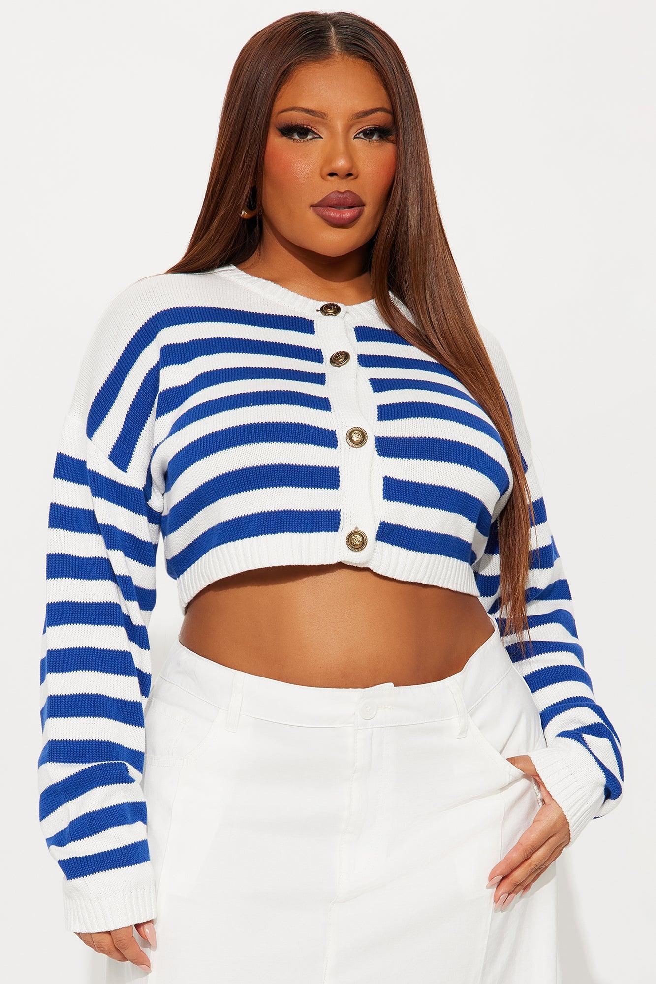 She's Classy Striped Cardigan - Blue/combo Female Product Image