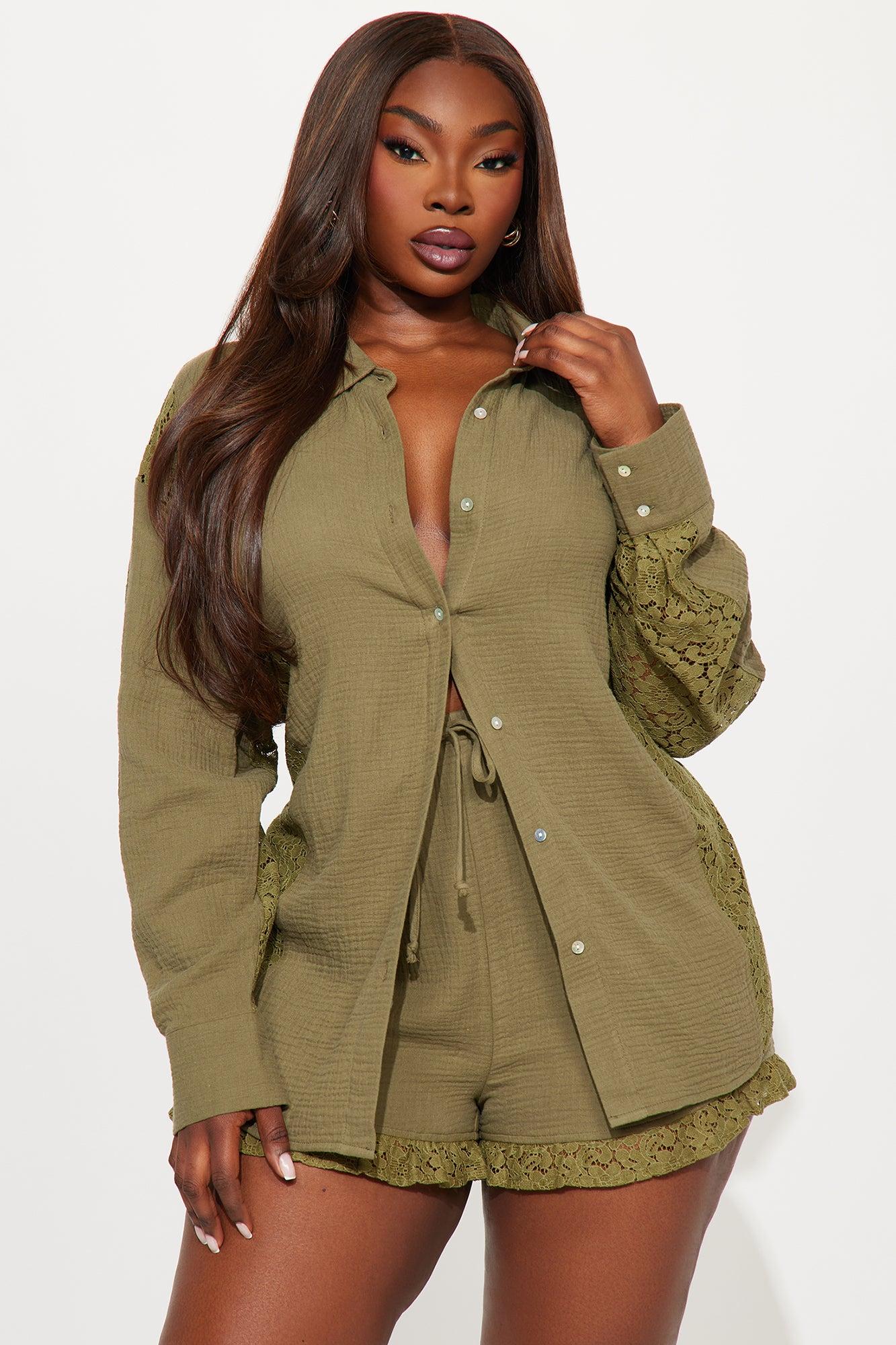 Layla Lace Short Set - Olive Product Image