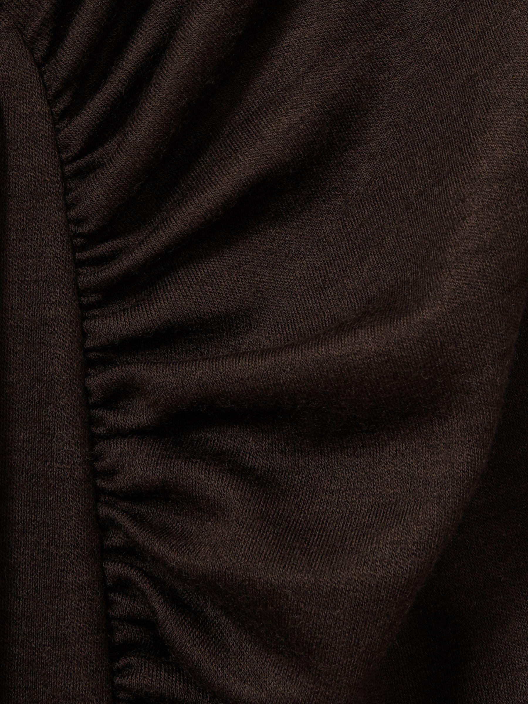 Wool Jersey Ruched Midi Dress in Brown Product Image