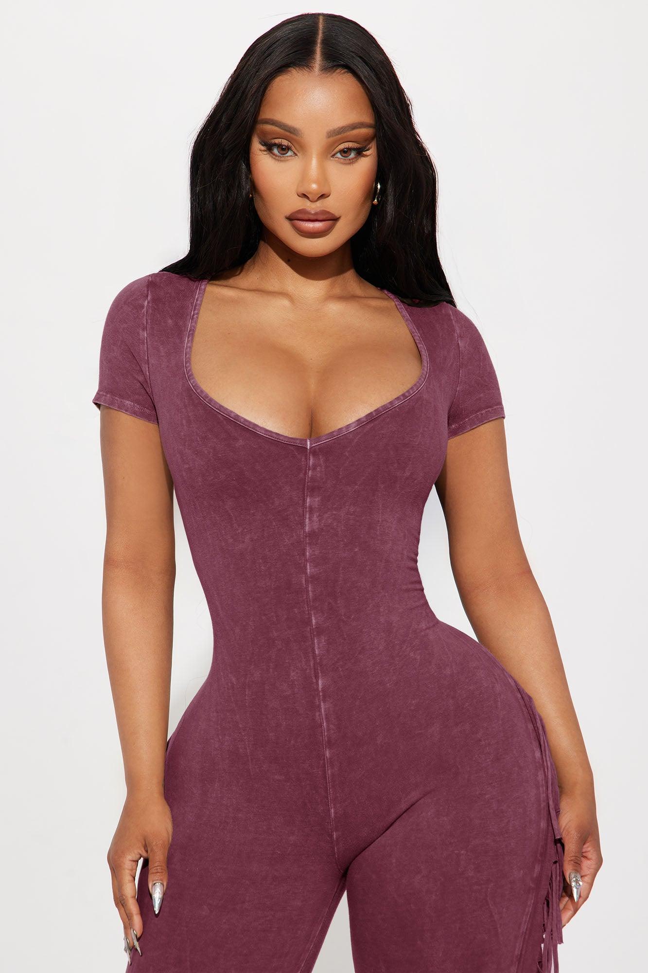 Carry Me Higher Fringe Jumpsuit - Burgundy Female Product Image