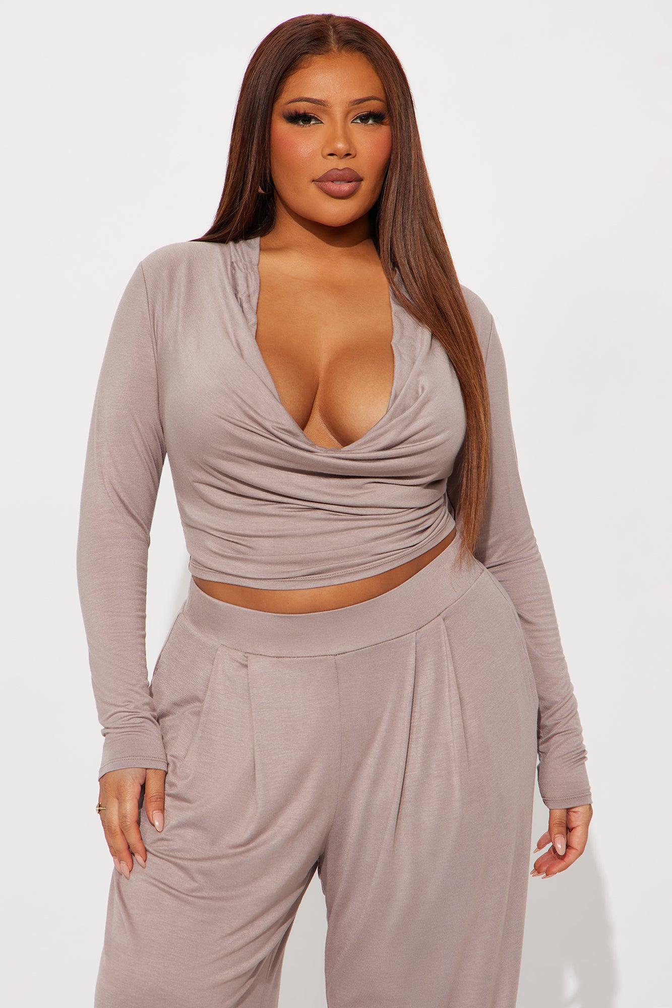 Hazel Cowl Neck Pant Set - Taupe Female Product Image
