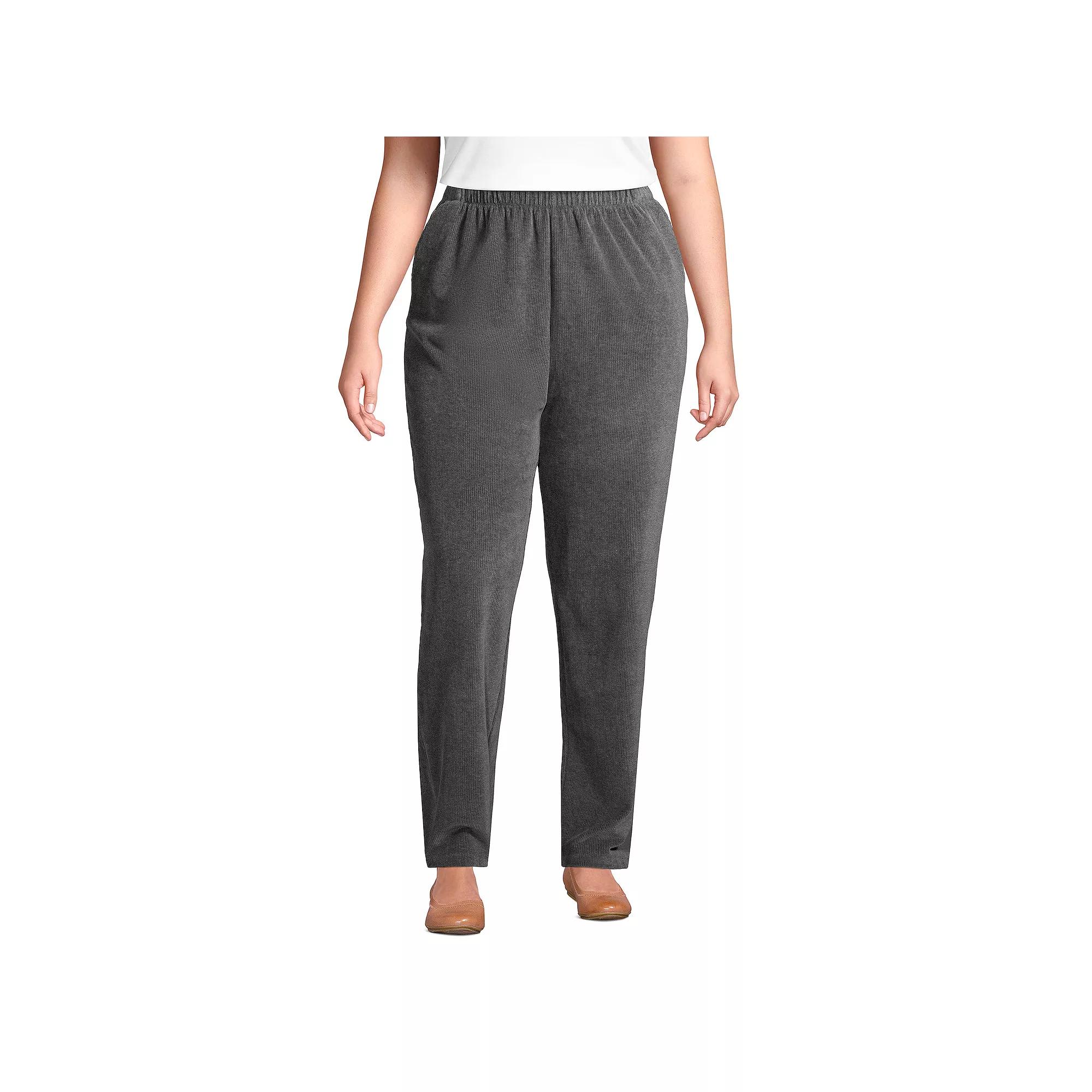 Plus Size Lands' End Sport Knit High-Rise Corduroy Pull-On Pants, Women's, Size: 1XL, Rich Brown Product Image