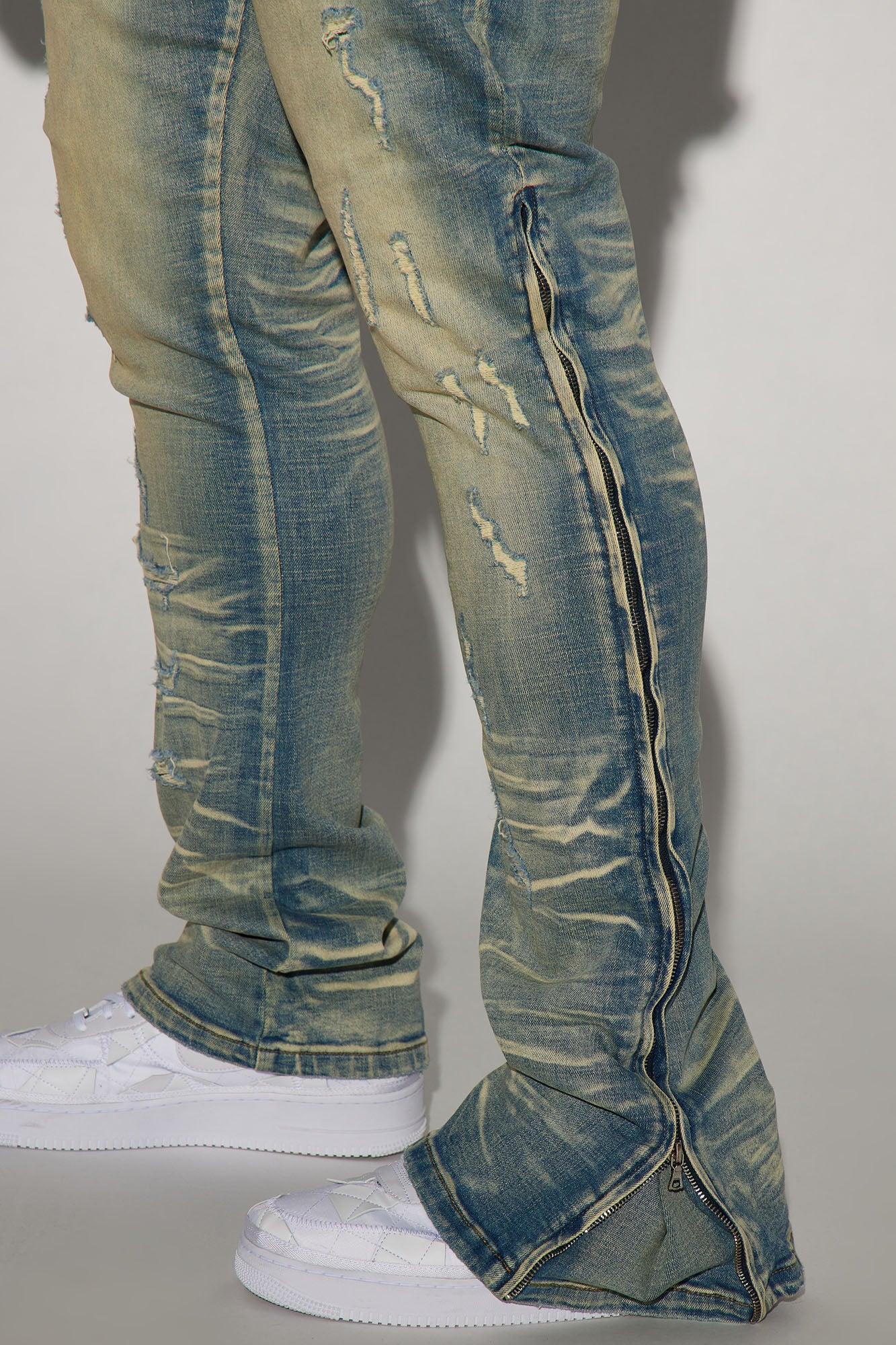 Zip All The Way Stacked Skinny Flare Jeans - Medium Wash Product Image