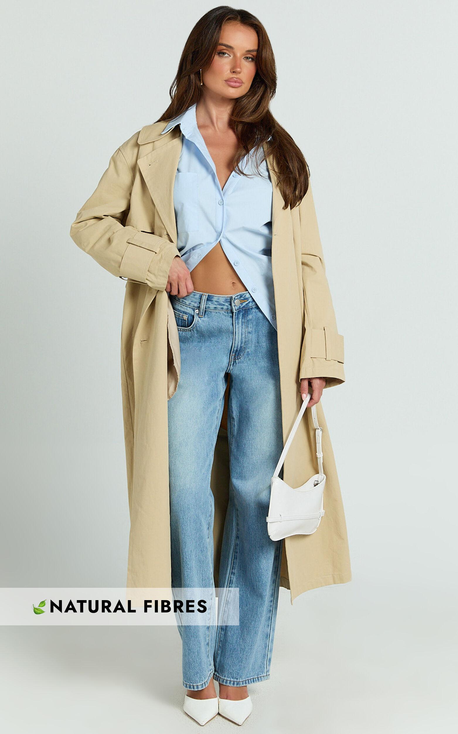 Avah Trench Coat - Double Breasted Tie Waist Coat in Camel Product Image