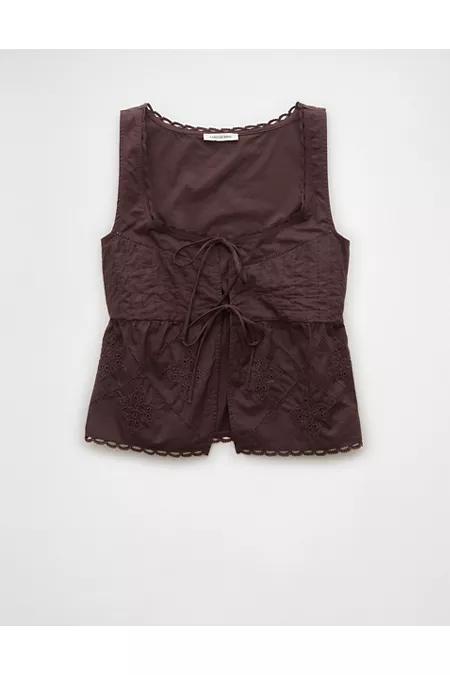 AE Tie Front Scoop Neck Flyaway Tank Top Women's Product Image