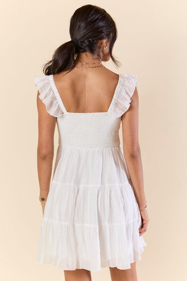 It's My Day White Smocked Top Mini Dress Product Image
